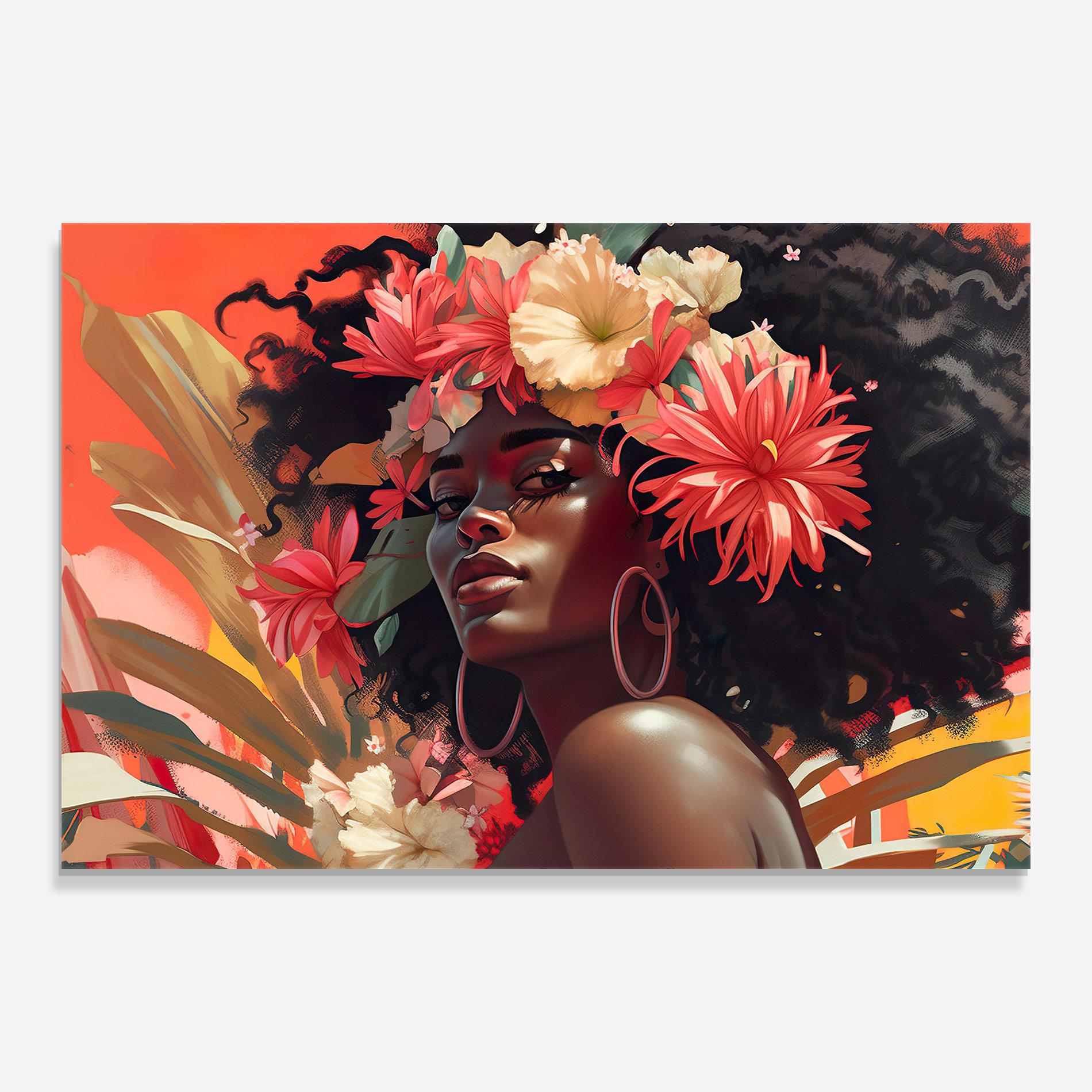 Glasbild African Flower Woman mockup 0
