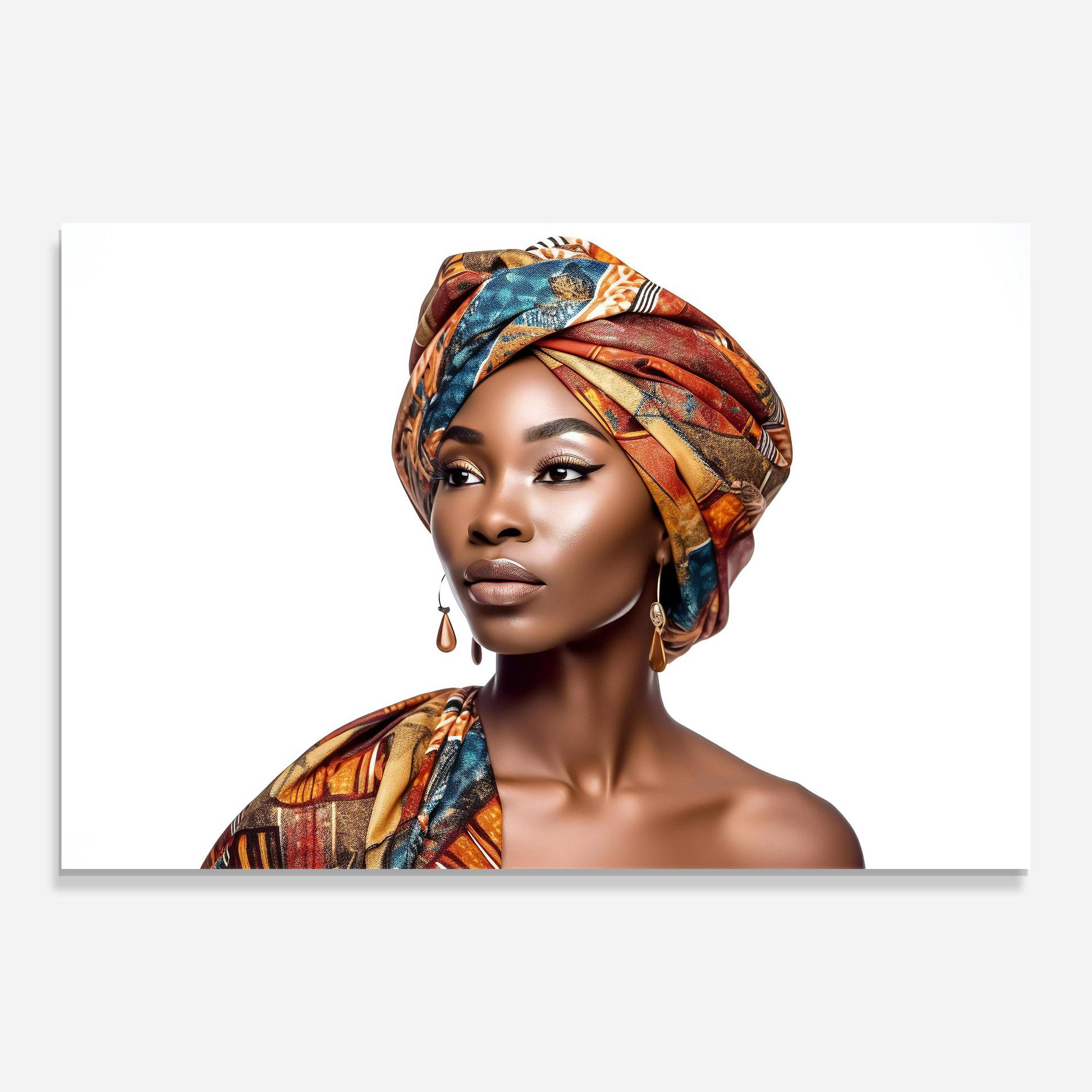 Glasbild African Woman Turban mockup 0