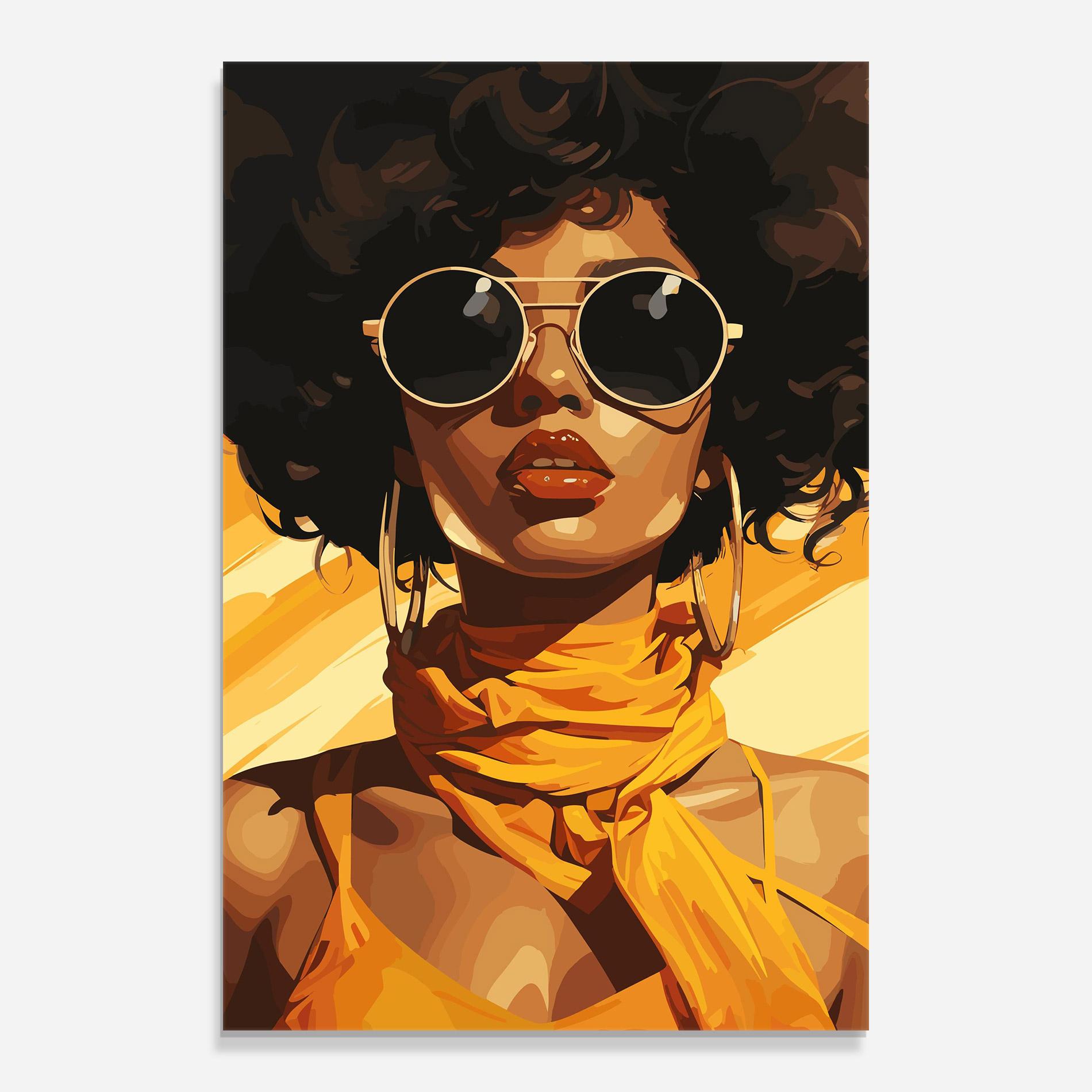 Glasbild African Yellow Woman mockup 0