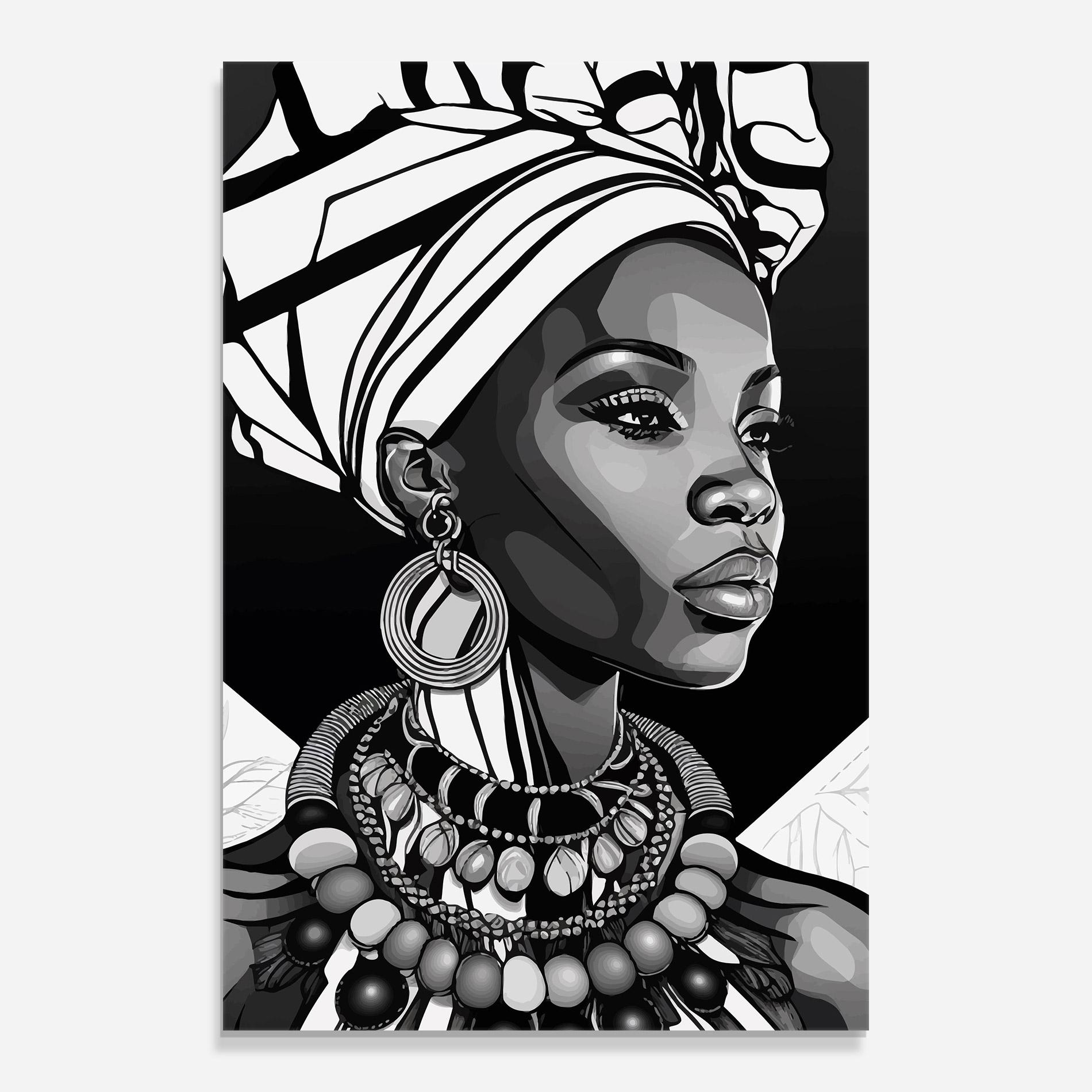 Glasbild Black White African mockup 0