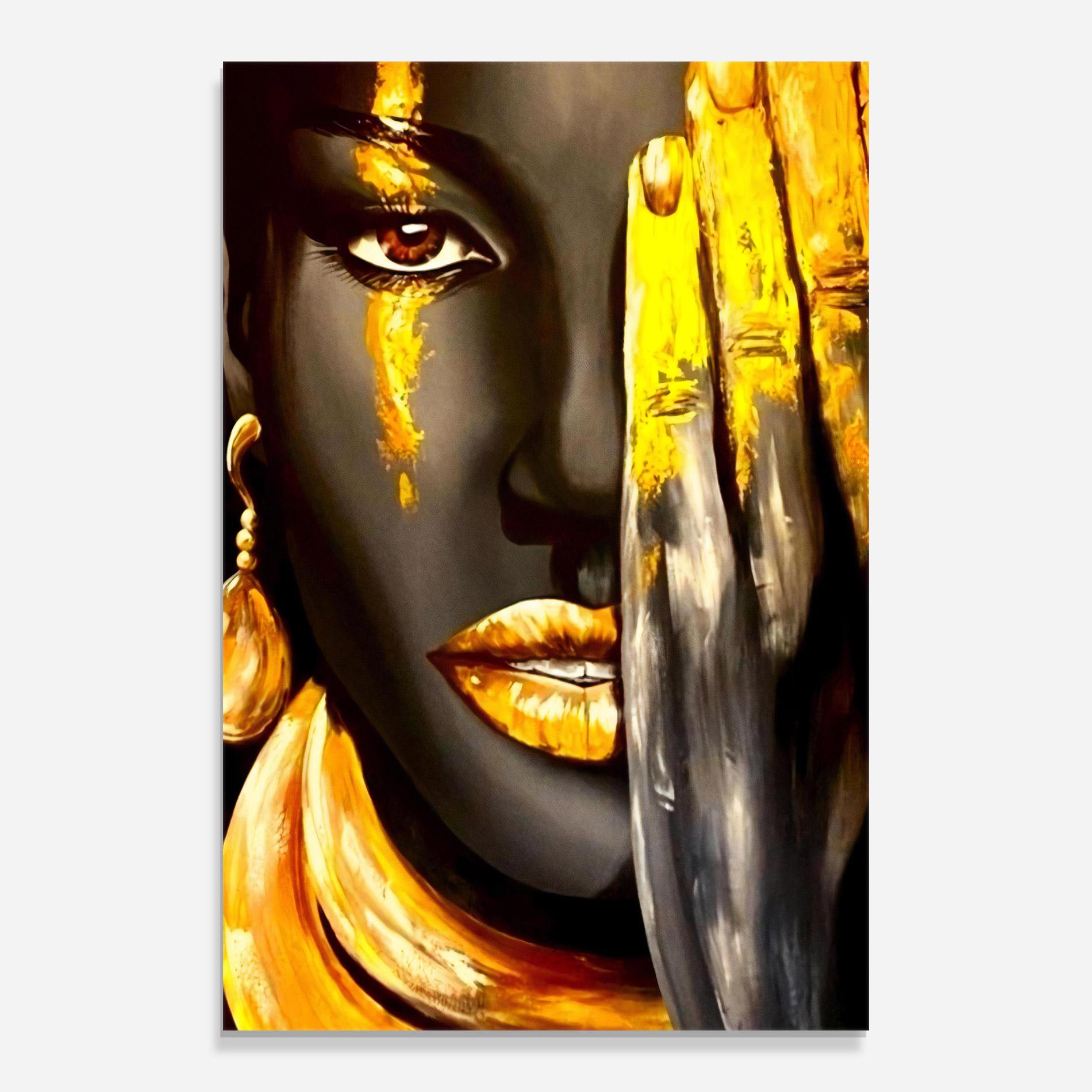 Glasbild Golden African Women mockup 0