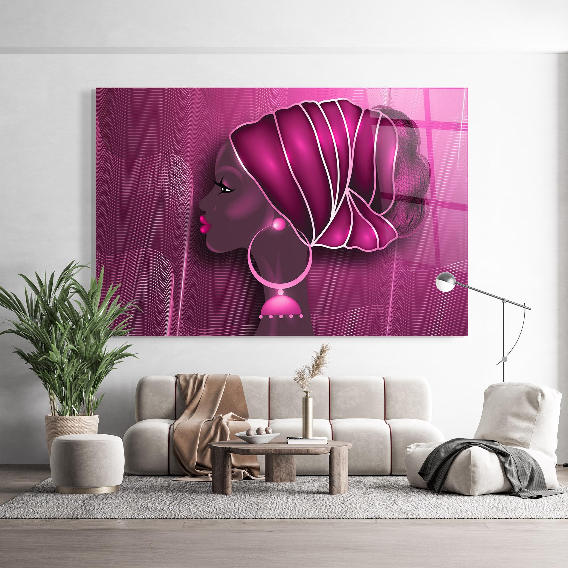 Glasbild African Pink Woman mockup 9