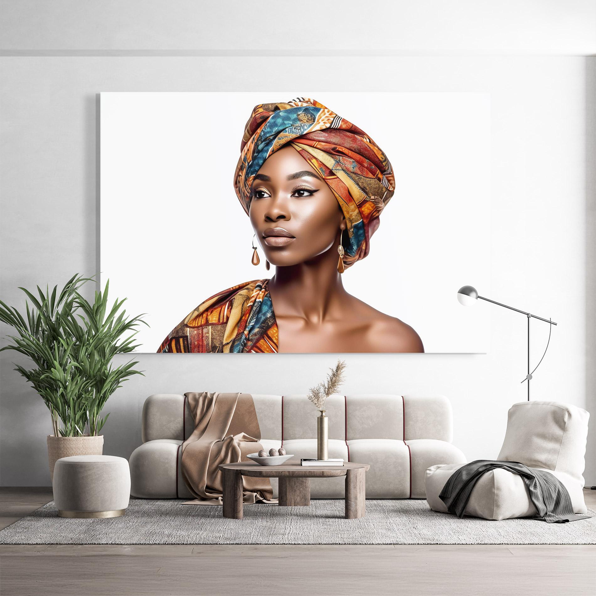 Glasbild African Woman Turban mockup 9