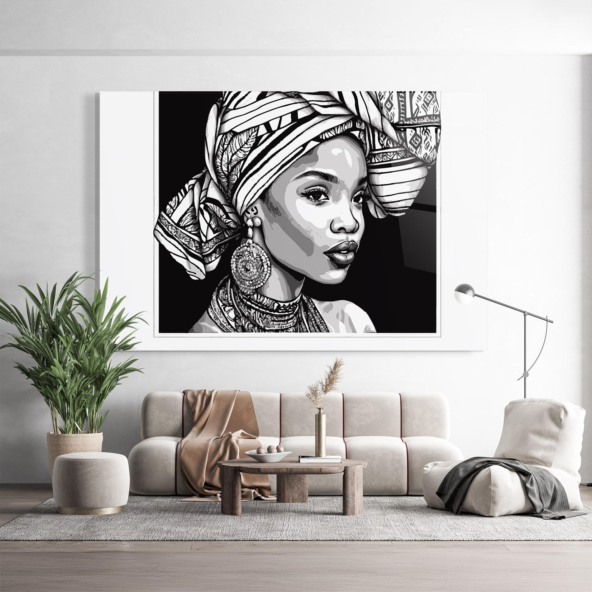 Glasbild Beautiful African Lady mockup 9