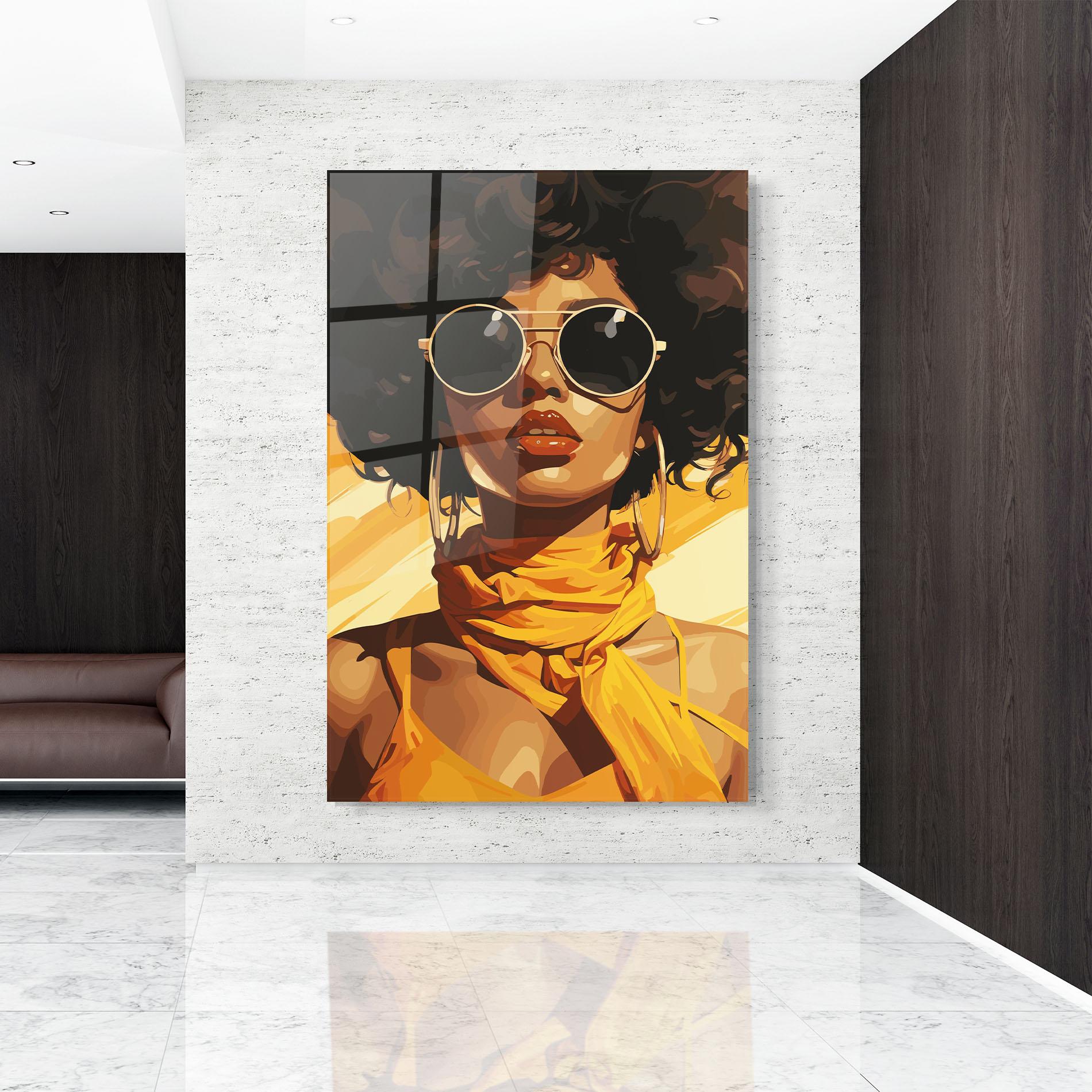 Glasbild African Yellow Woman mockup 9