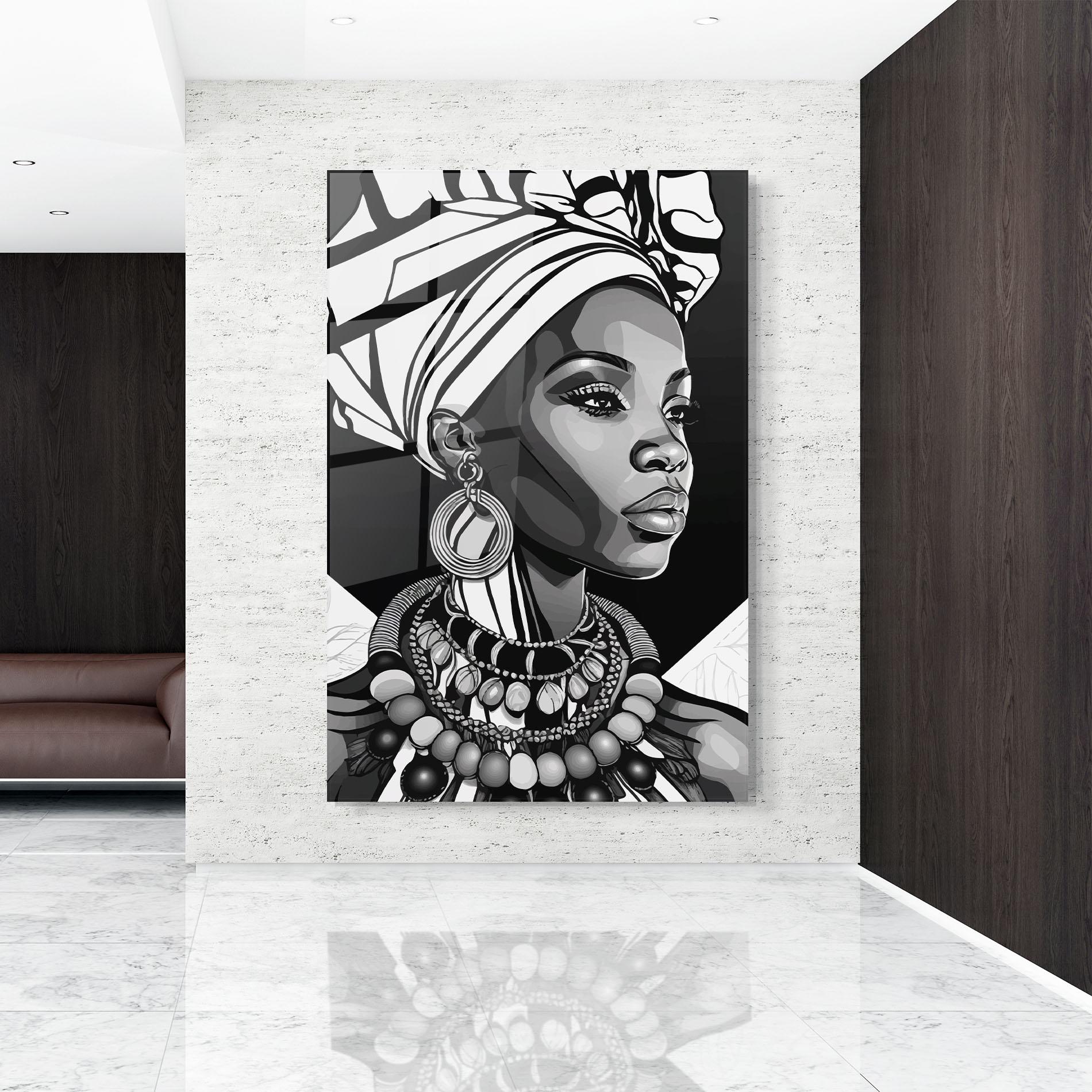 Glasbild Black White African mockup 9