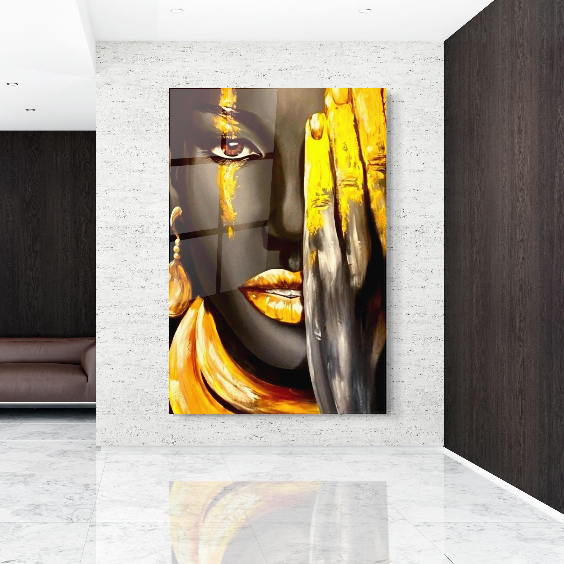 Glasbild Golden African Women mockup 9