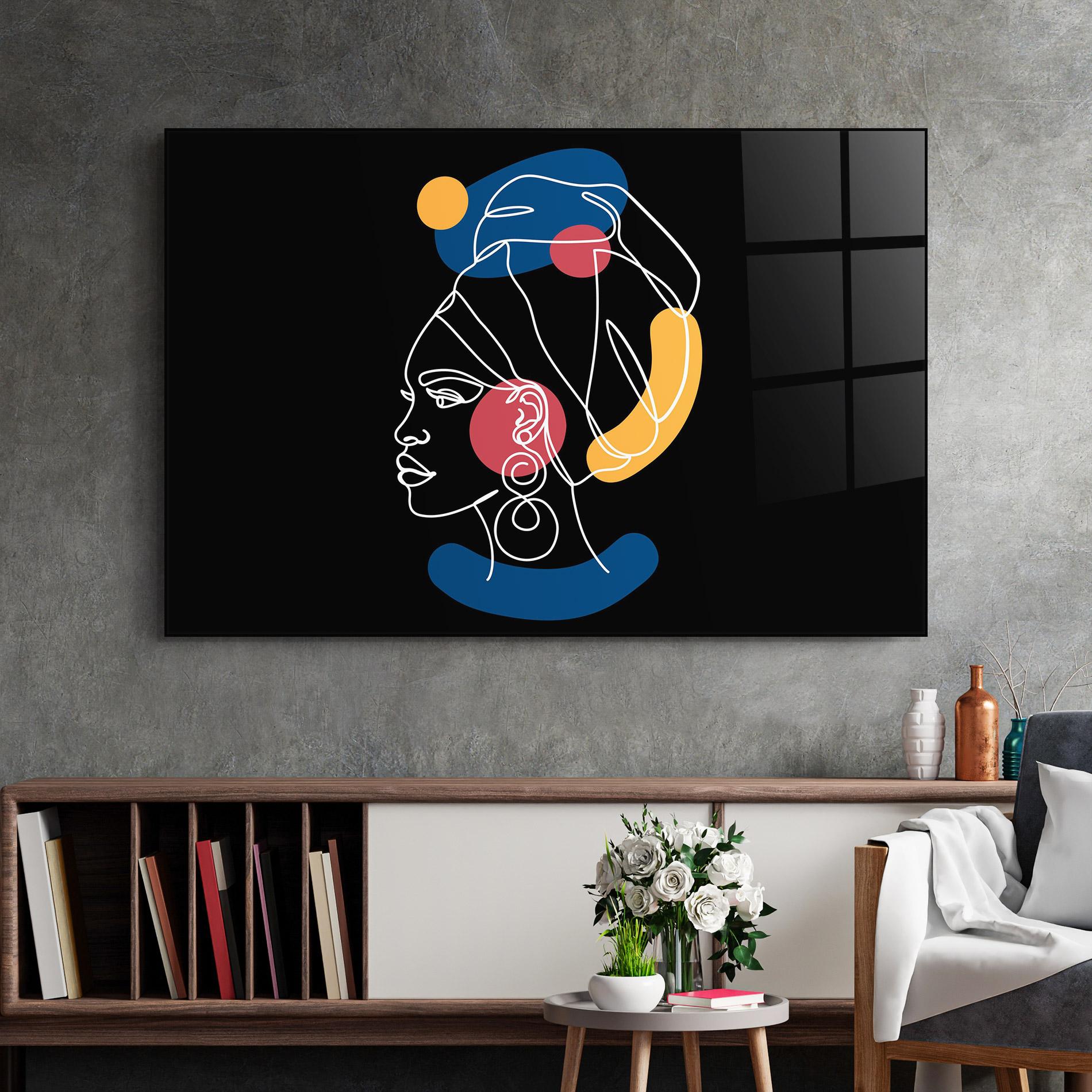 Glasbild African Blue Yellow mockup 2