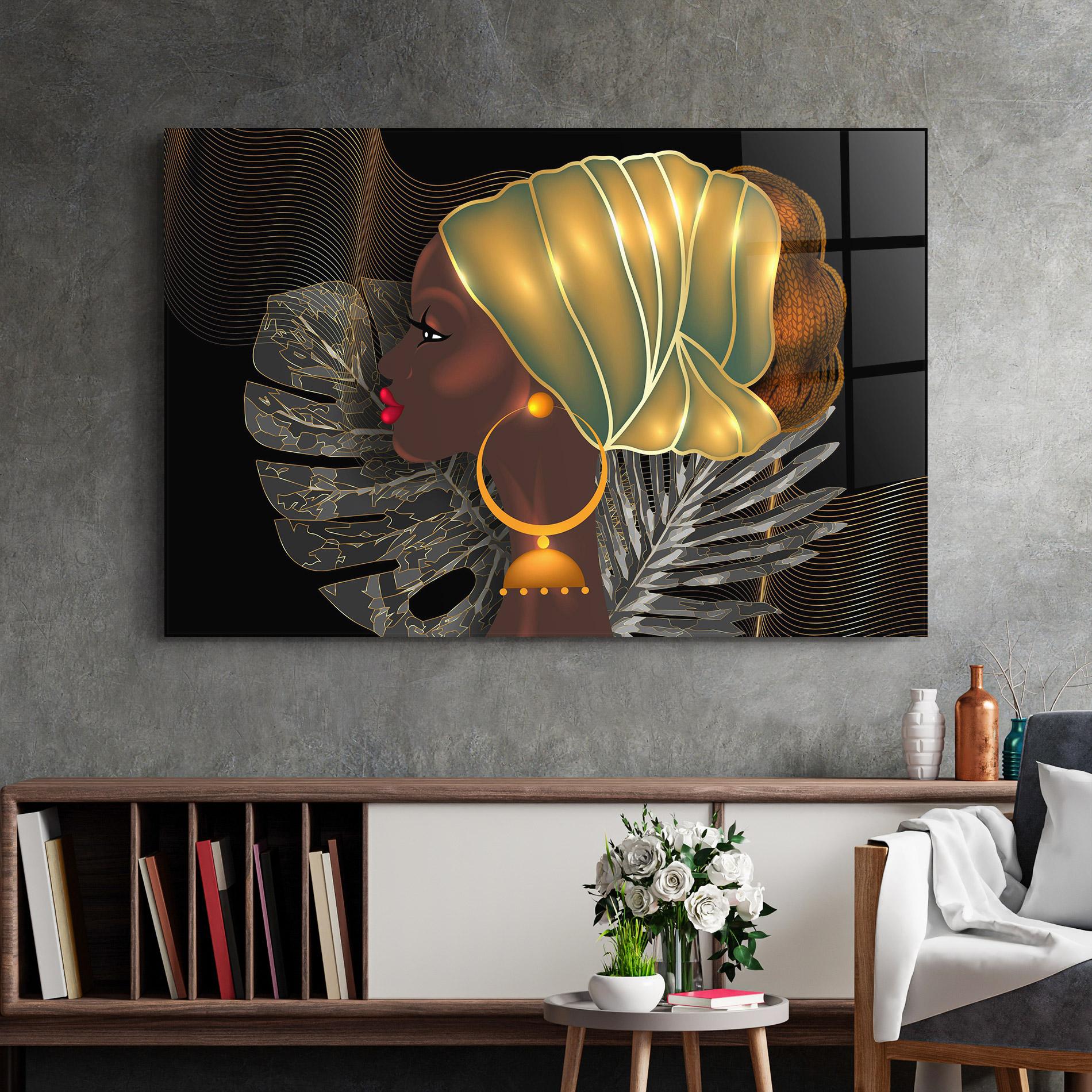 Glasbild African Gold Leaf mockup 2