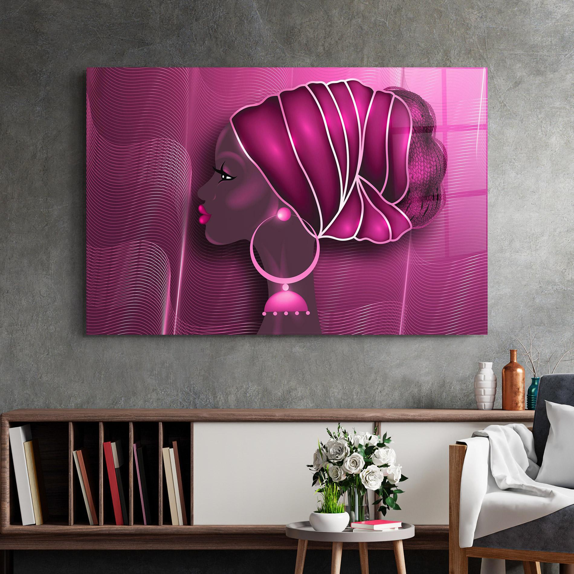 Glasbild African Pink Woman mockup 2