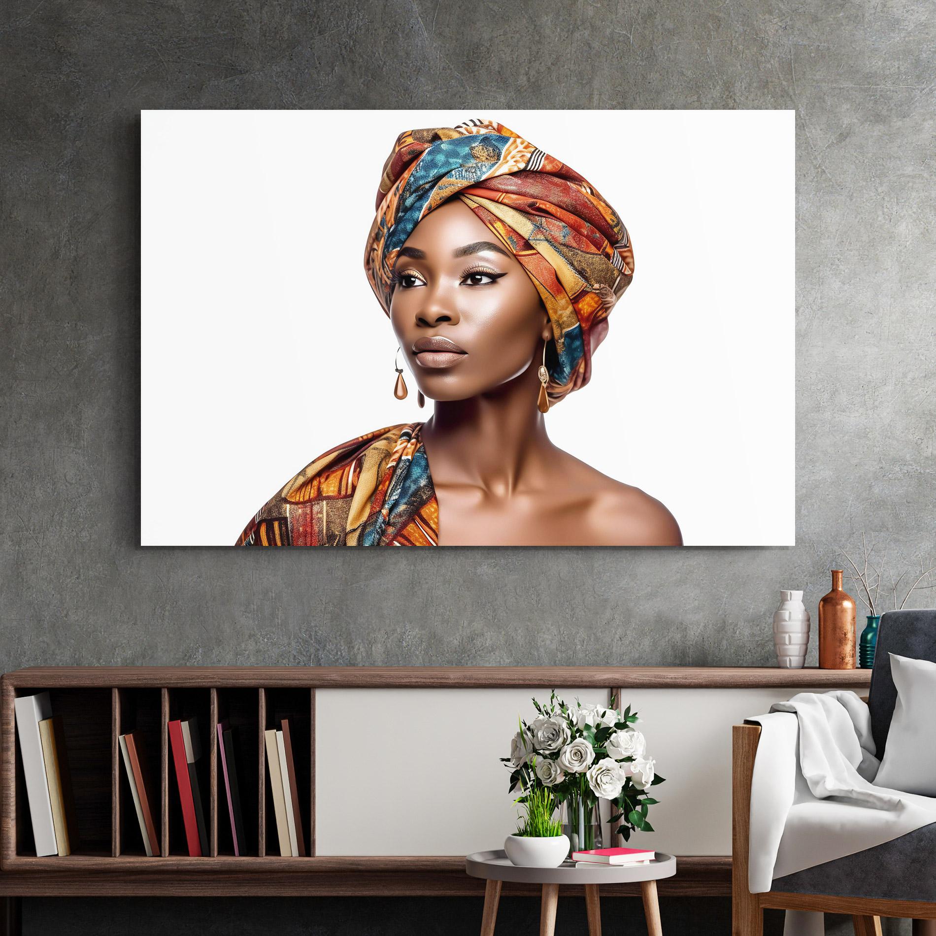Glasbild African Woman Turban mockup 2