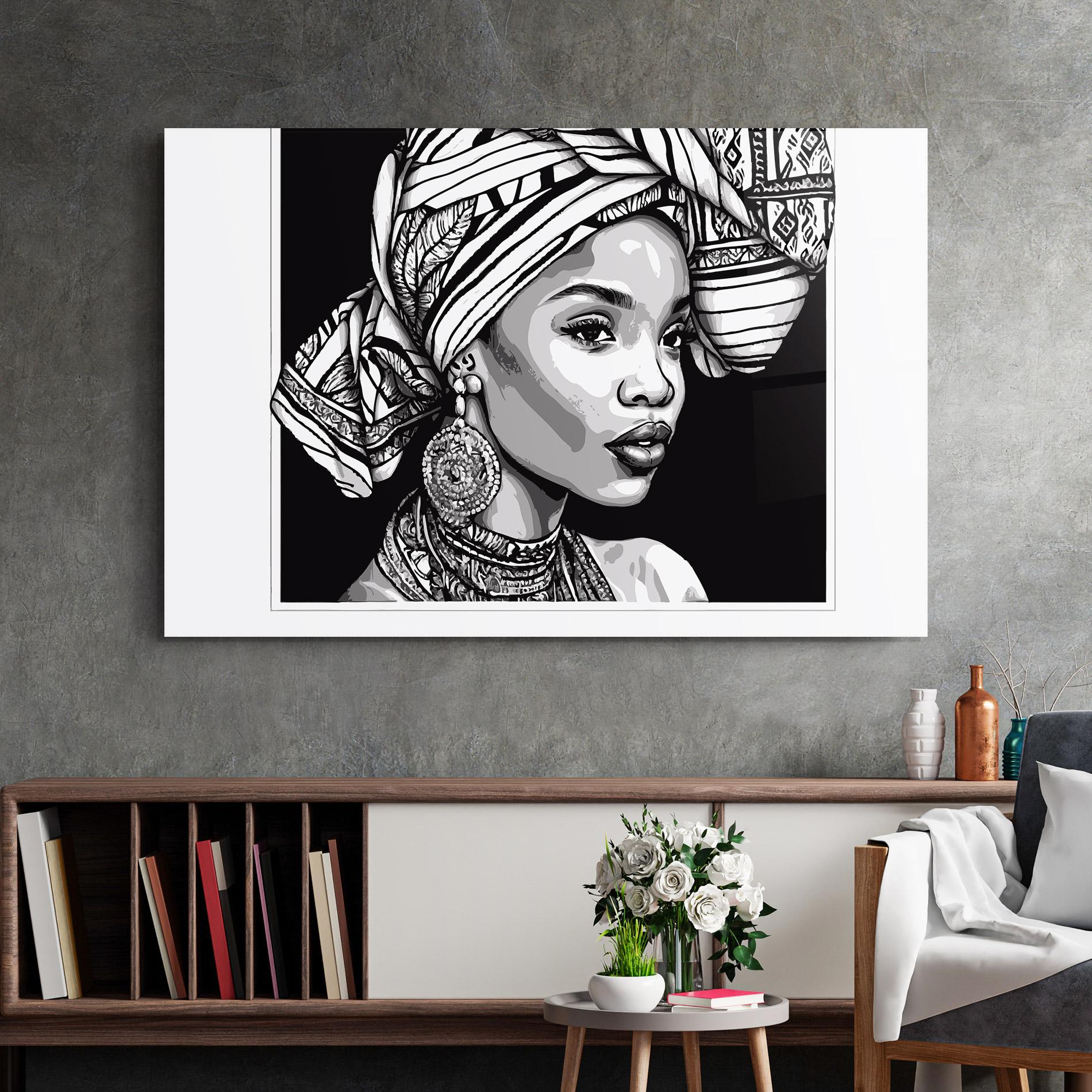 Glasbild Beautiful African Lady mockup 2