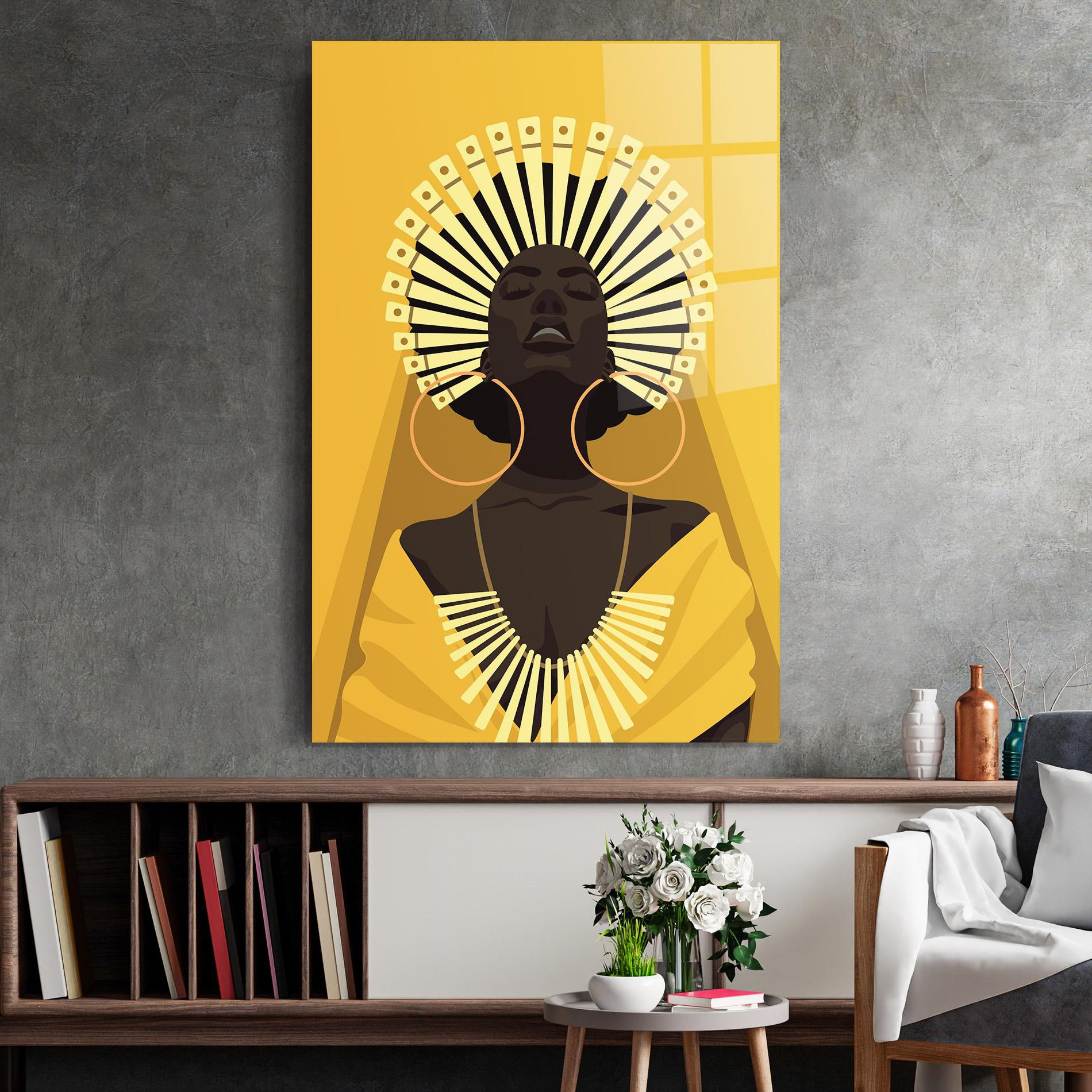 Glasbild African Pretty Yellow mockup 2