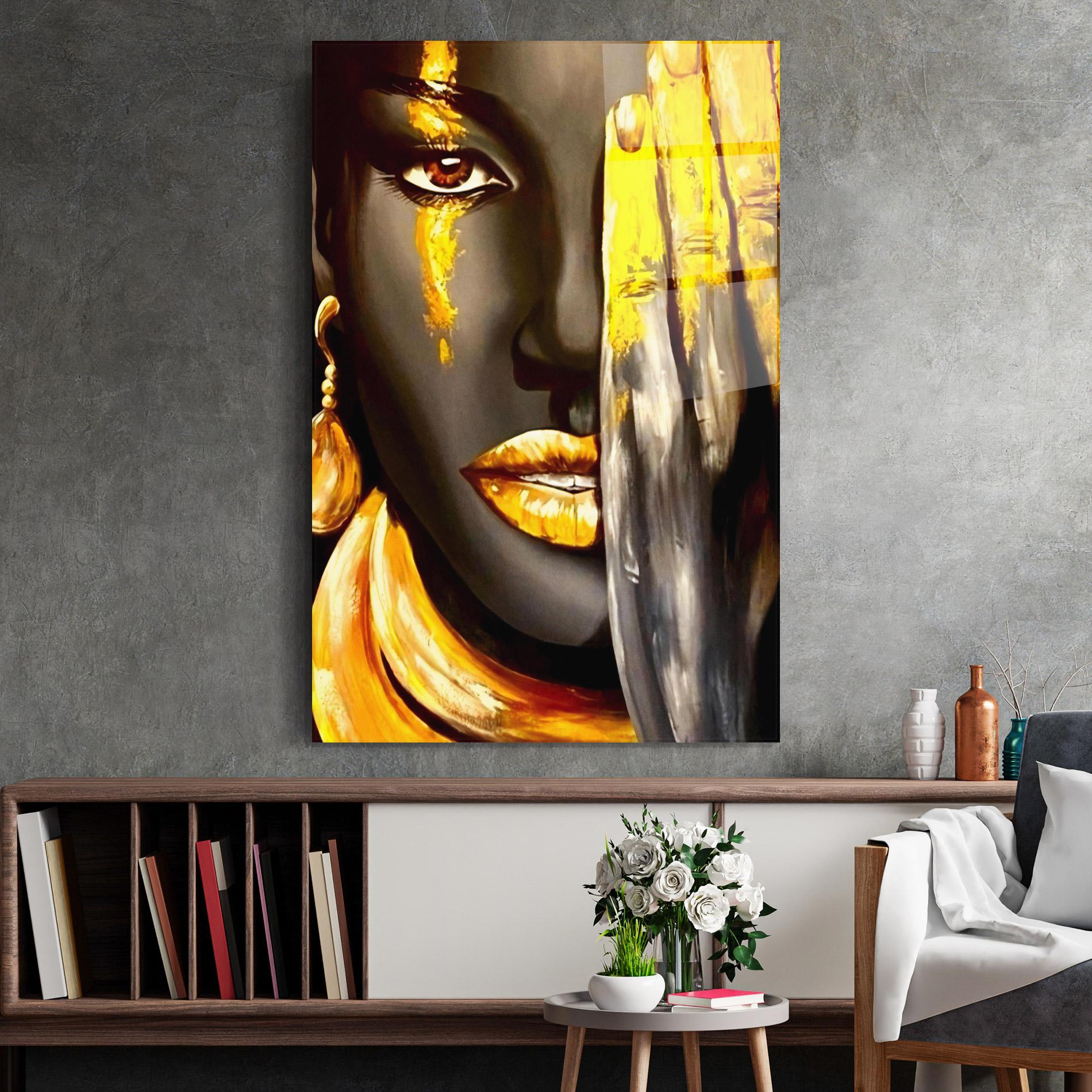 Glasbild Golden African Women mockup 2
