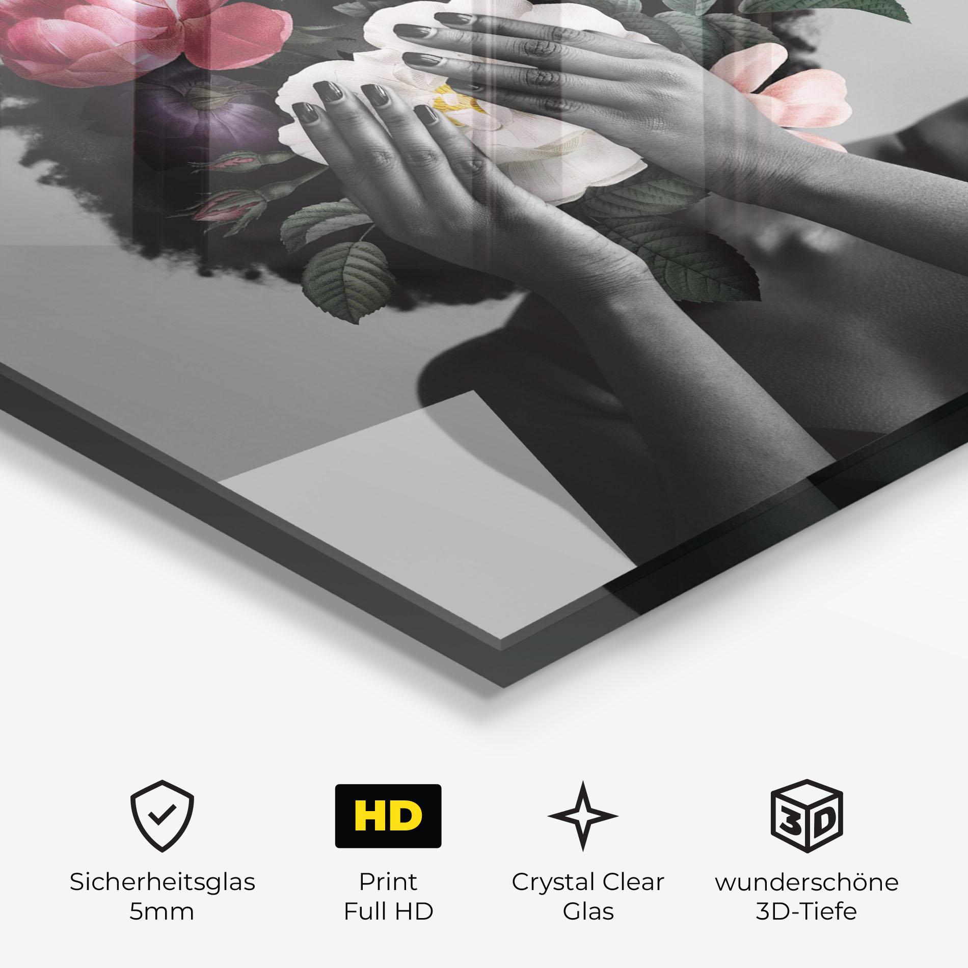 Glasbild African Flowers Woman mockup 3