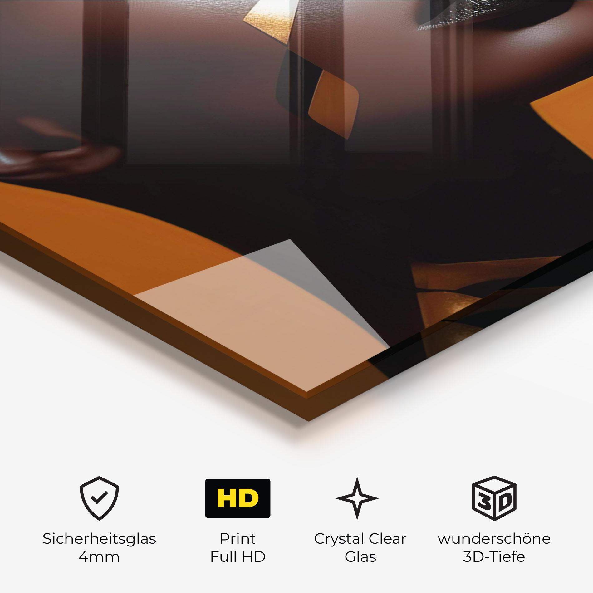 Glasbild African Woman On Orange mockup 3