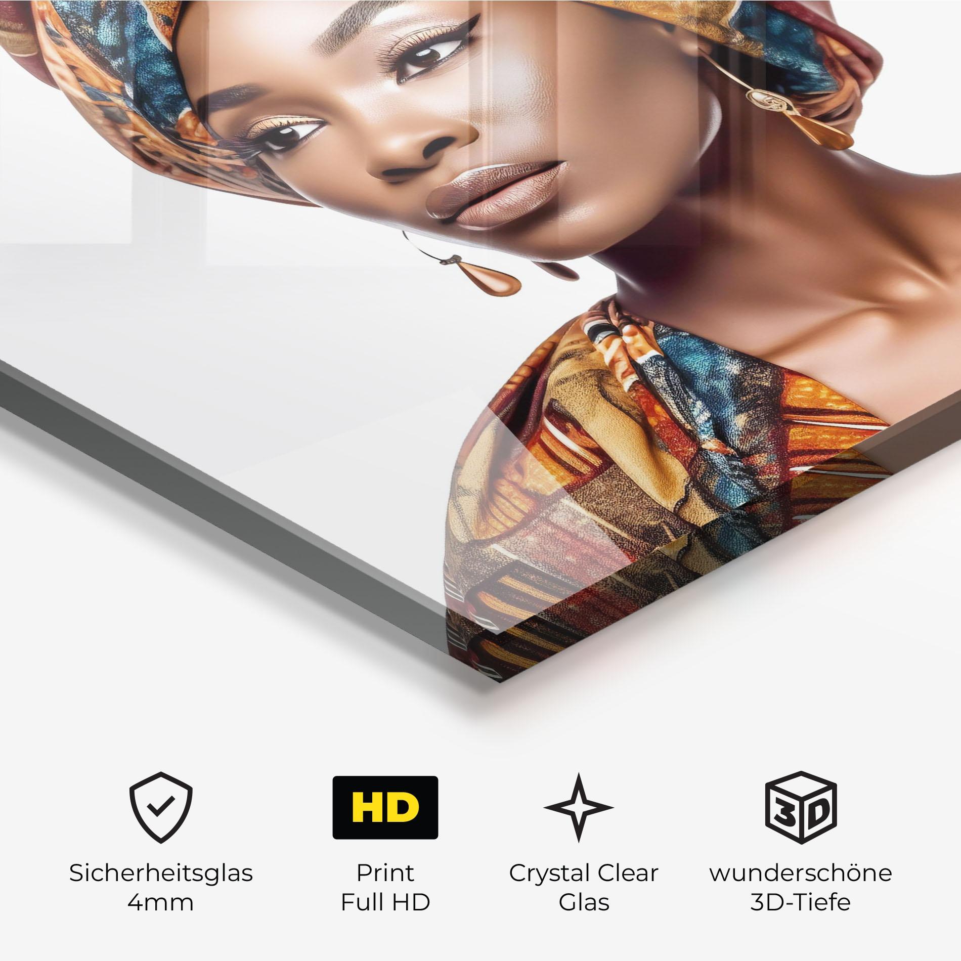 Glasbild African Woman Turban mockup 3