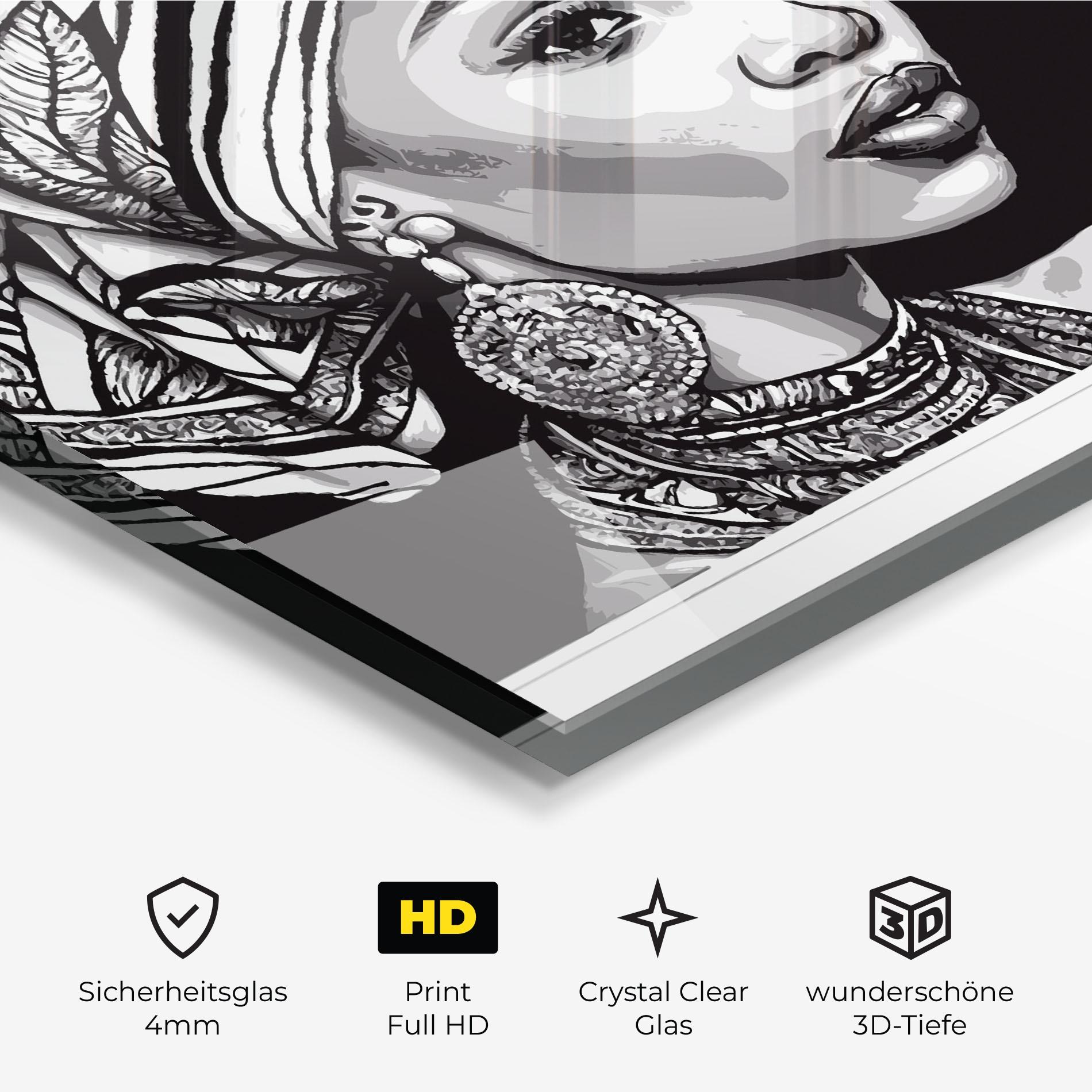 Glasbild Beautiful African Lady mockup 3