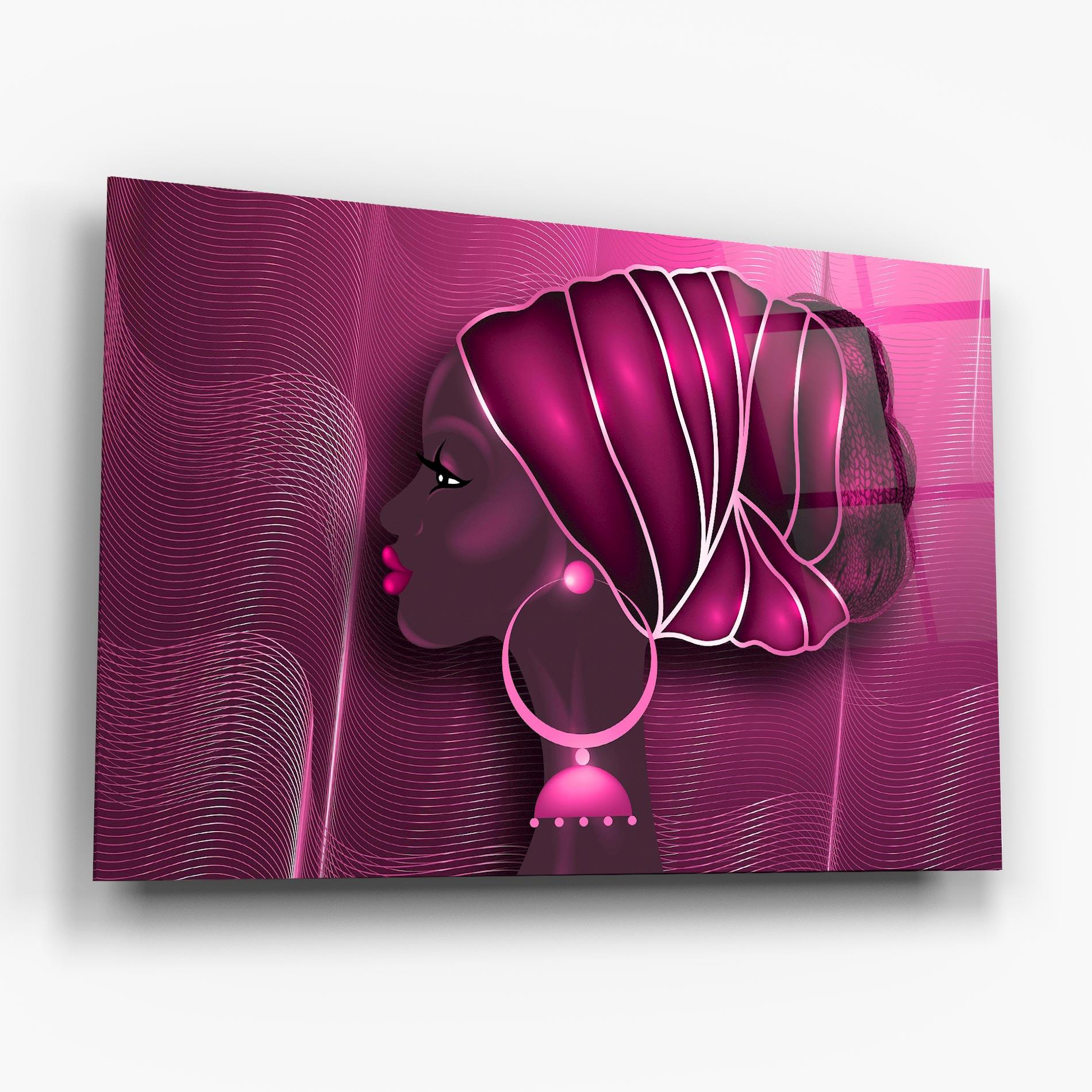 Glasbild African Pink Woman mockup 6