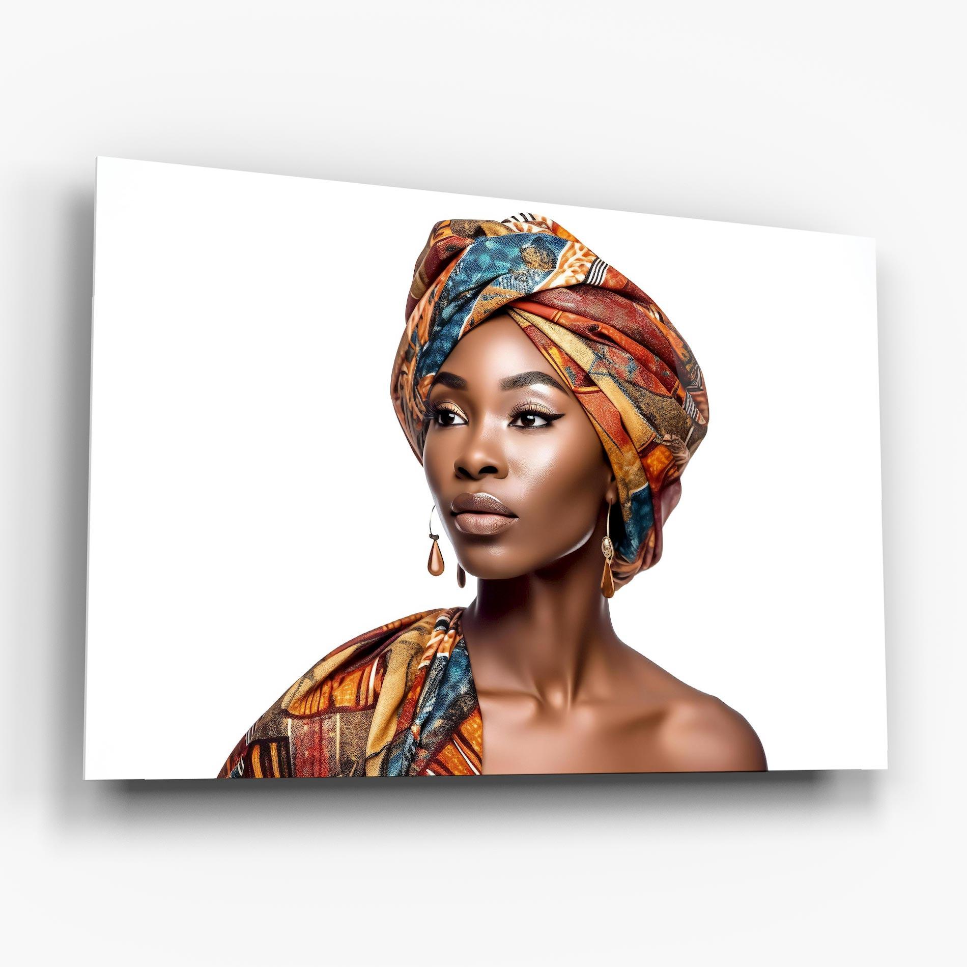 Glasbild African Woman Turban mockup 6