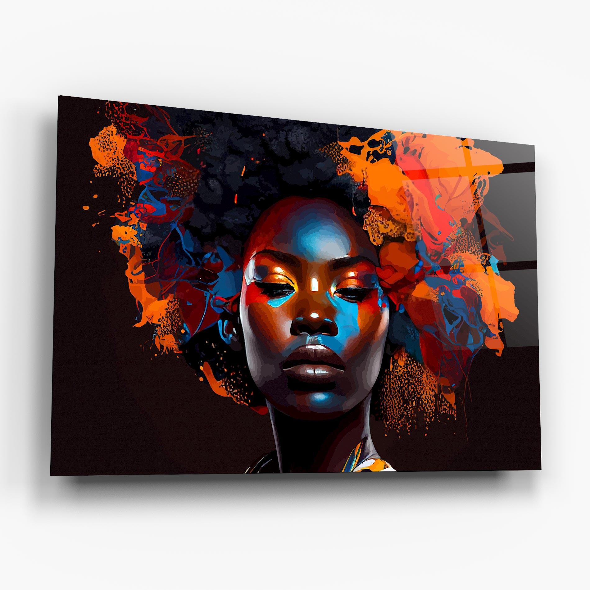 Glasbild Africat Yellow Hair mockup 6