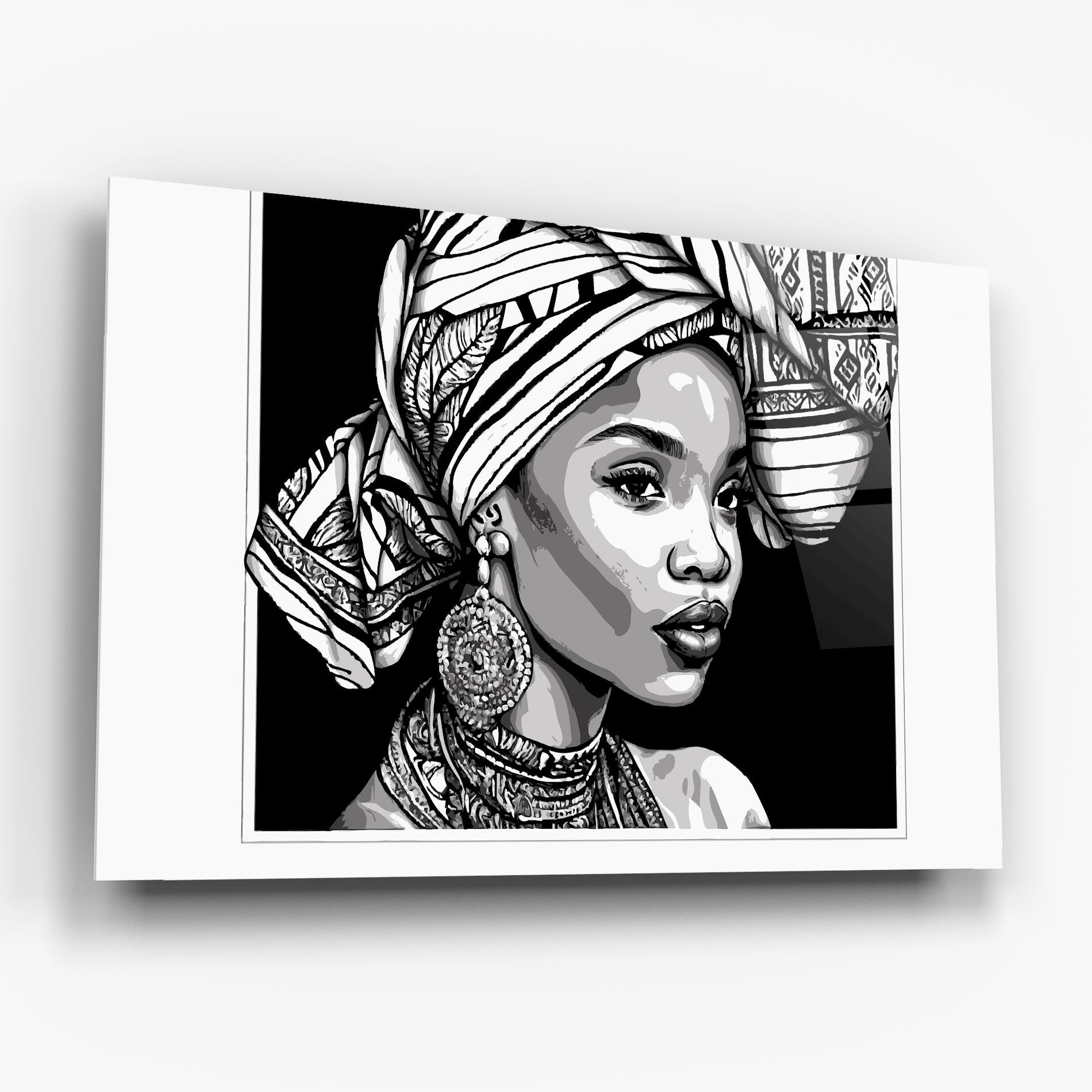 Glasbild Beautiful African Lady mockup 6