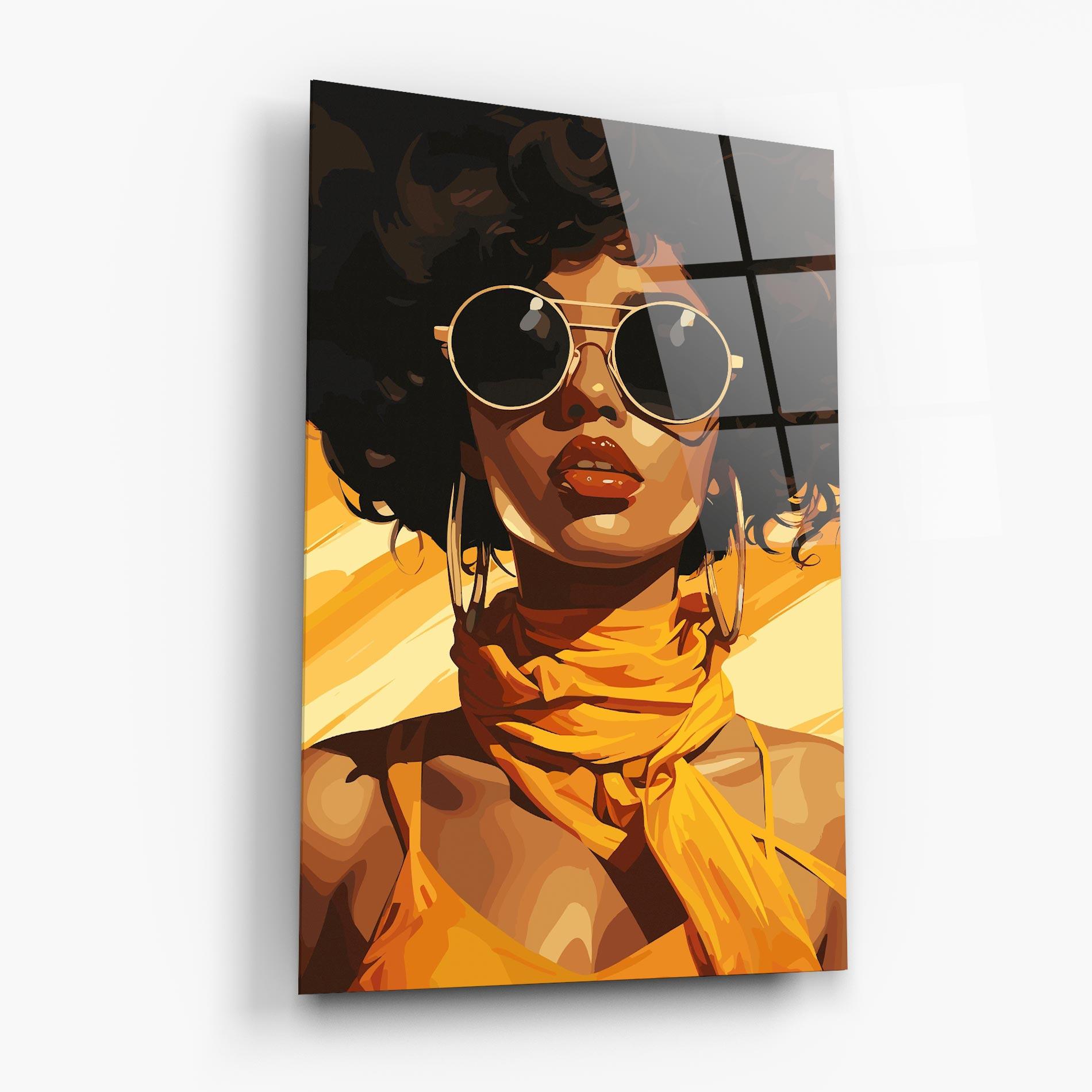 Glasbild African Yellow Woman mockup 6