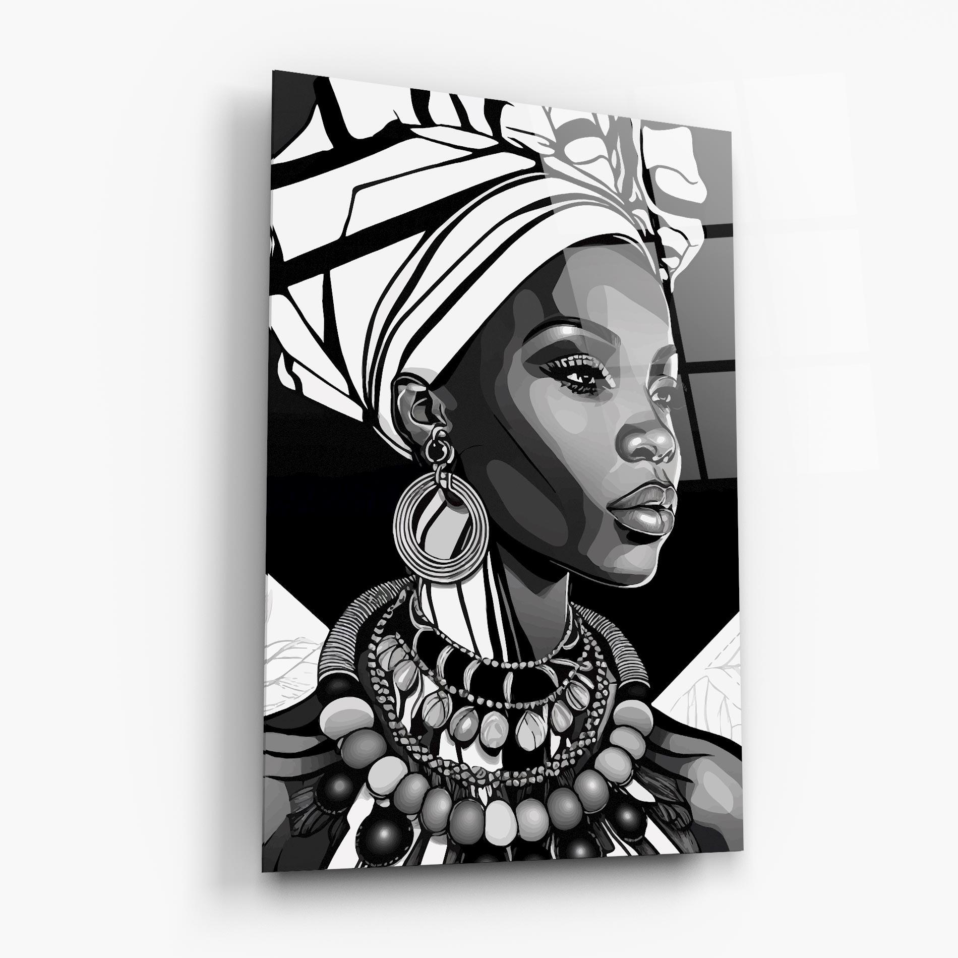 Glasbild Black White African mockup 6