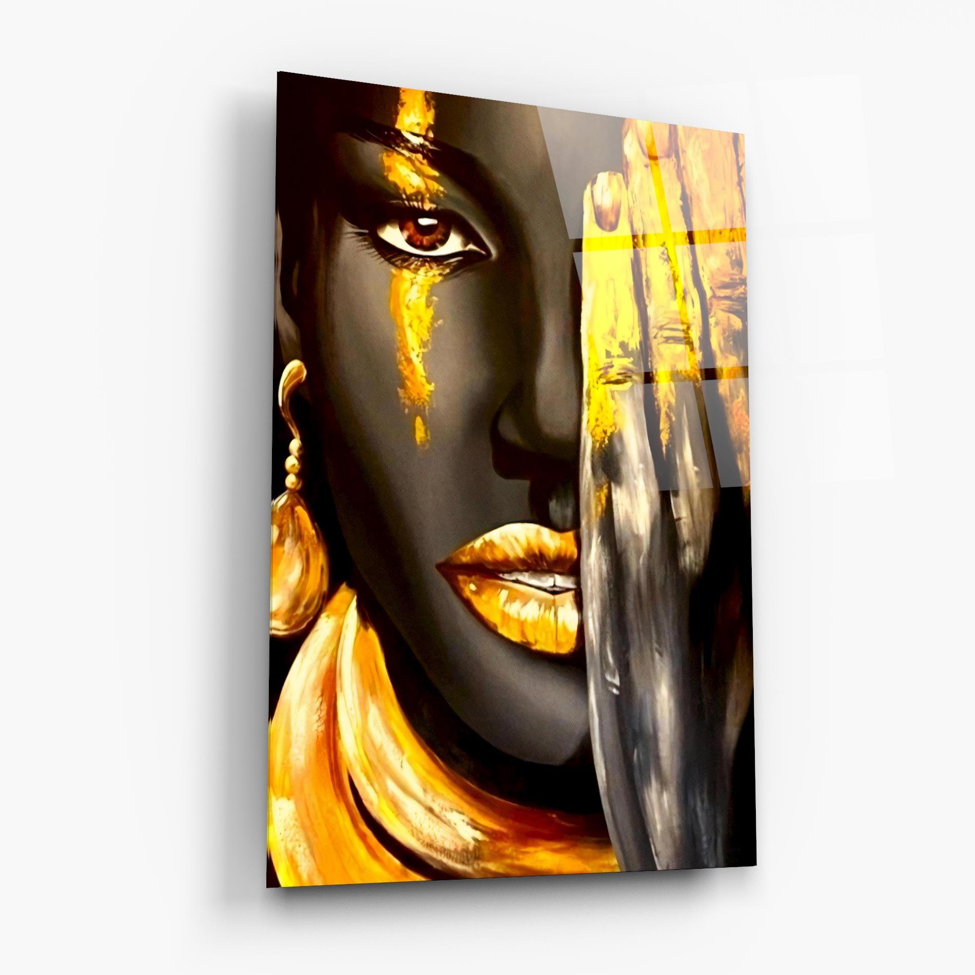 Glasbild Golden African Women mockup 6