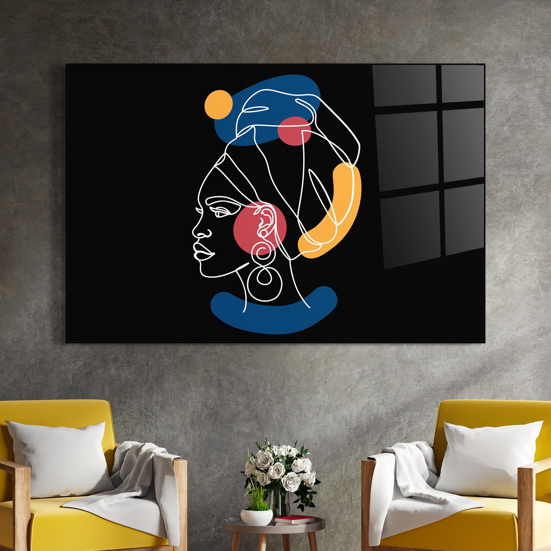 Glasbild African Blue Yellow mockup 4