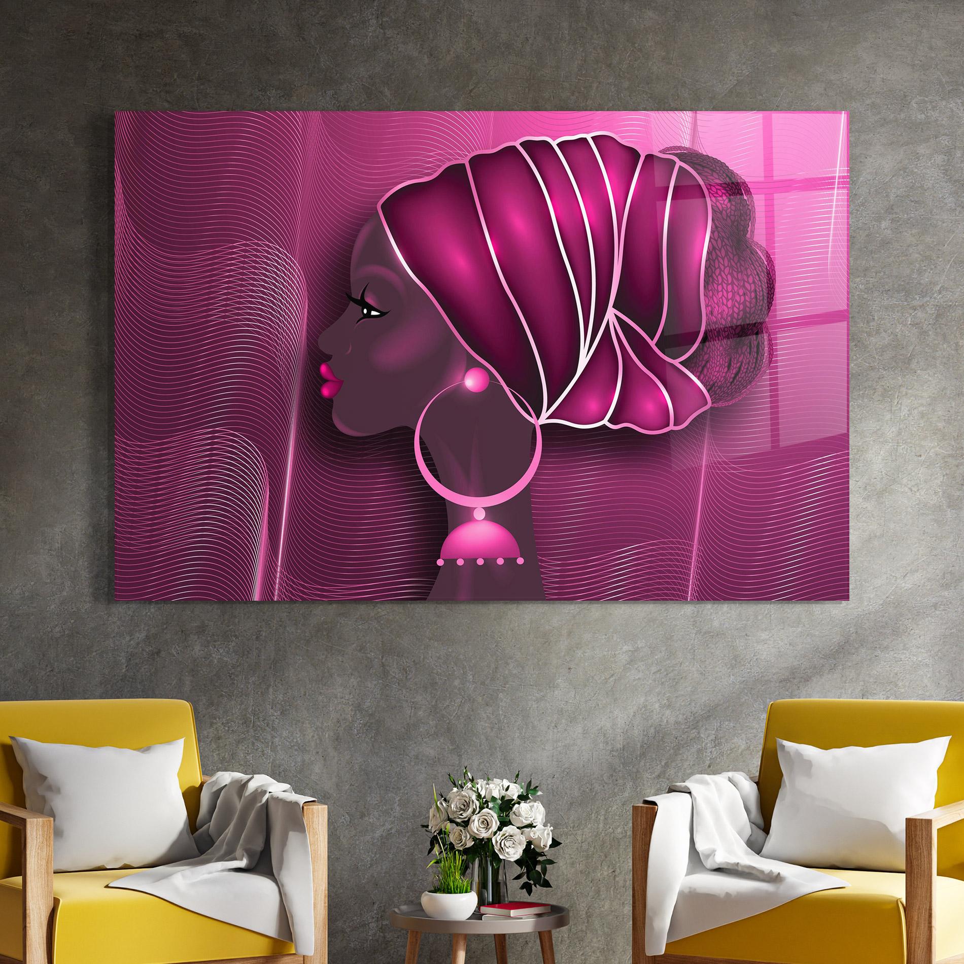 Glasbild African Pink Woman mockup 4