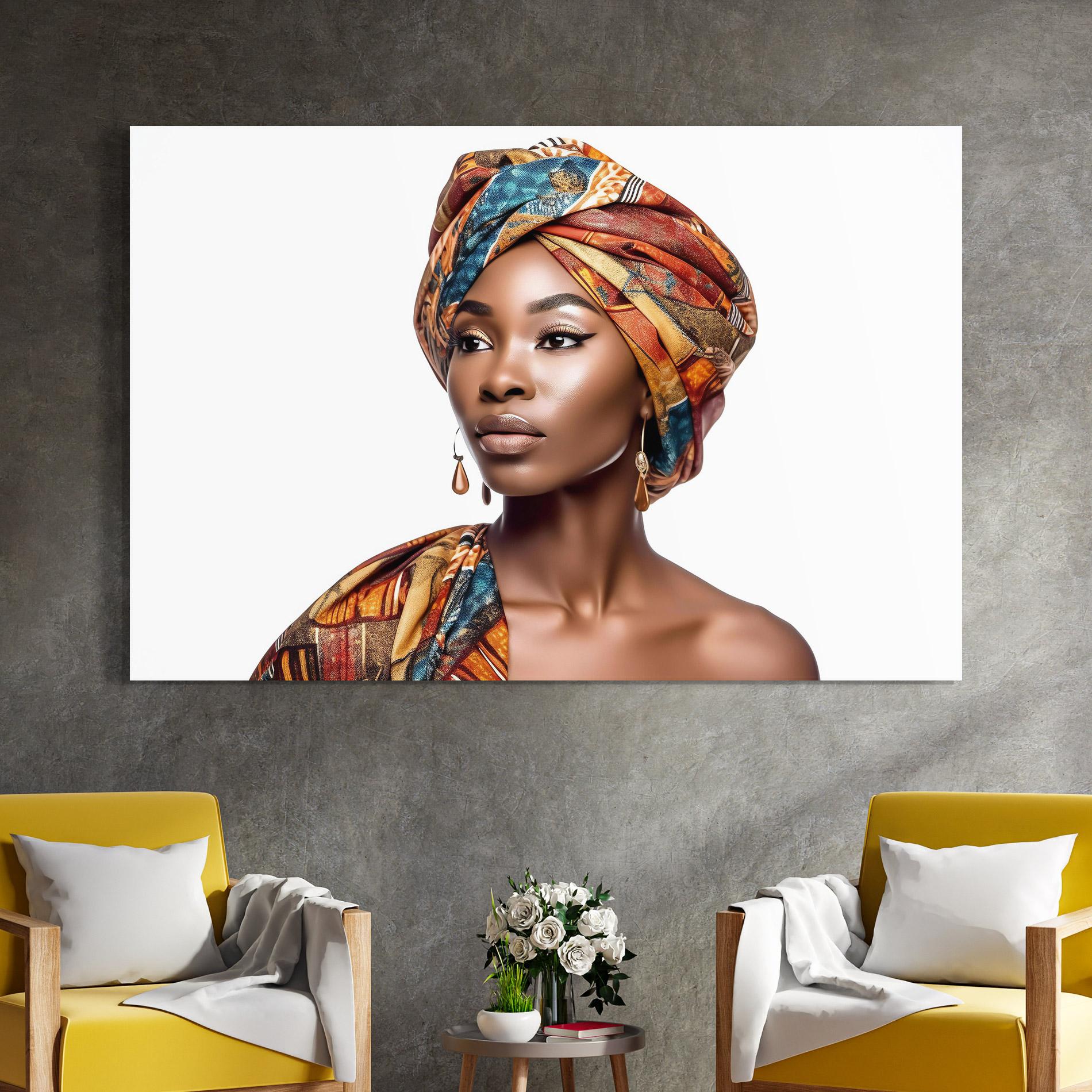 Glasbild African Woman Turban mockup 4