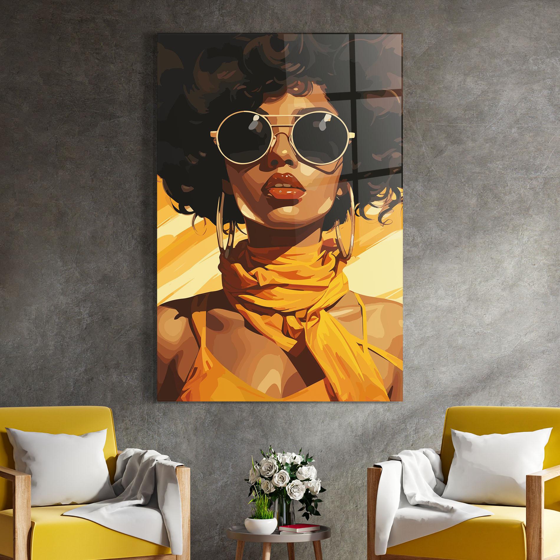 Glasbild African Yellow Woman mockup 4