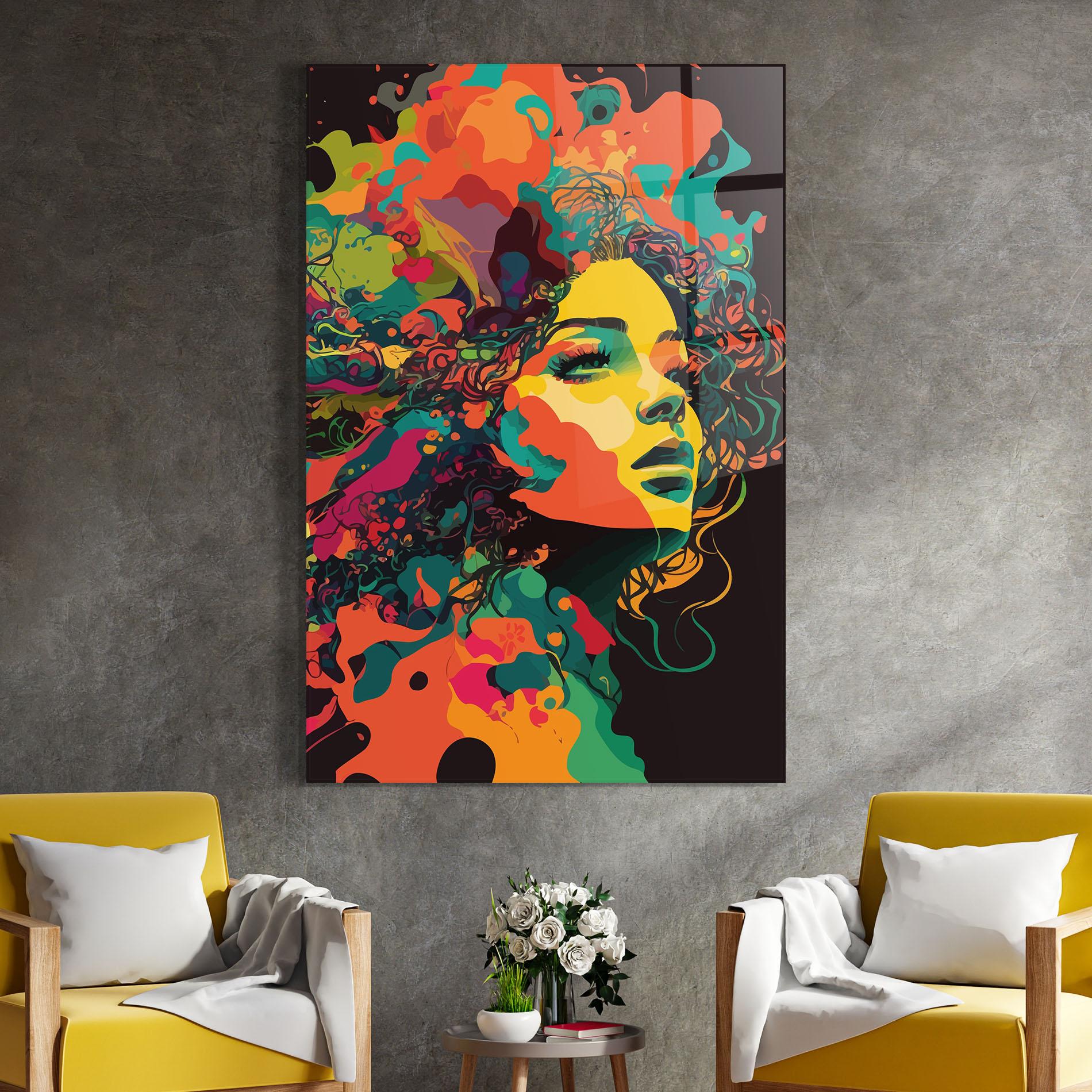 Glasbild Colorful African Woman mockup 4