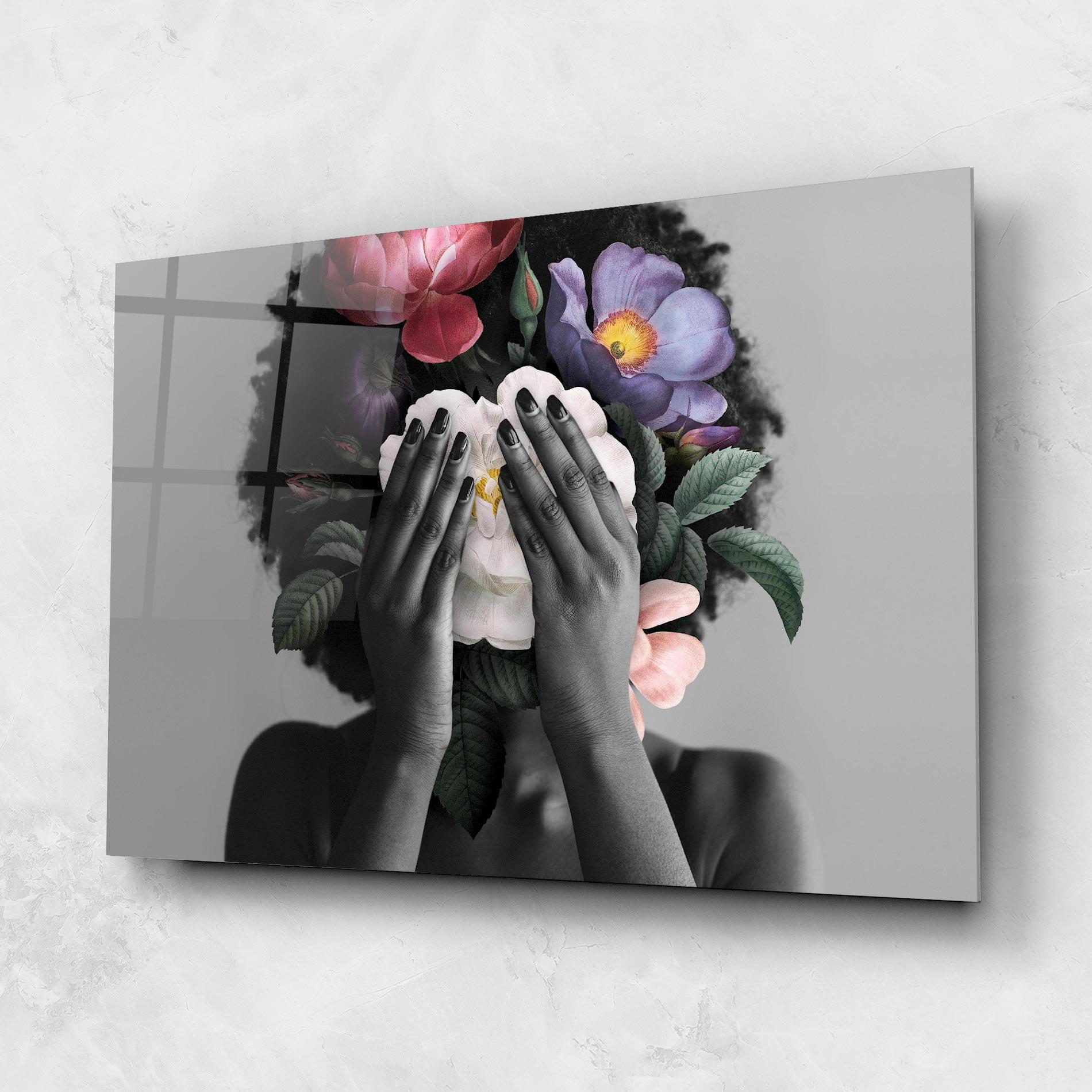 Glasbild African Flowers Woman mockup 1