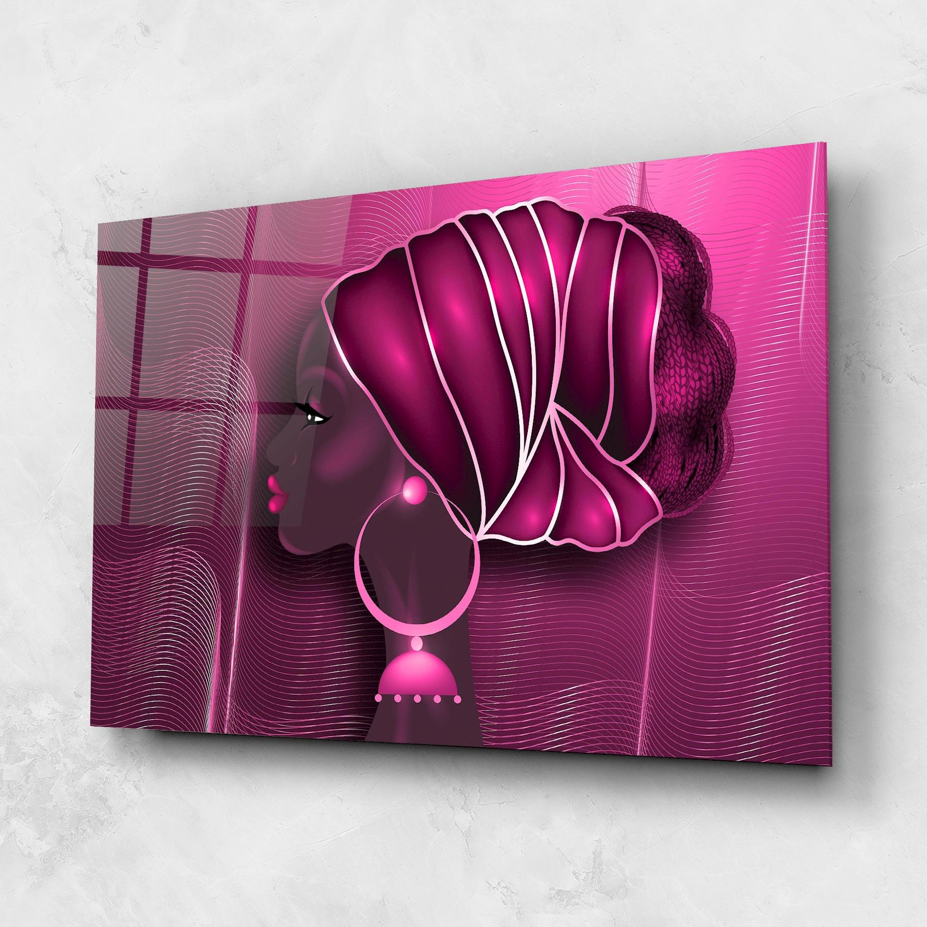 Glasbild African Pink Woman mockup 1