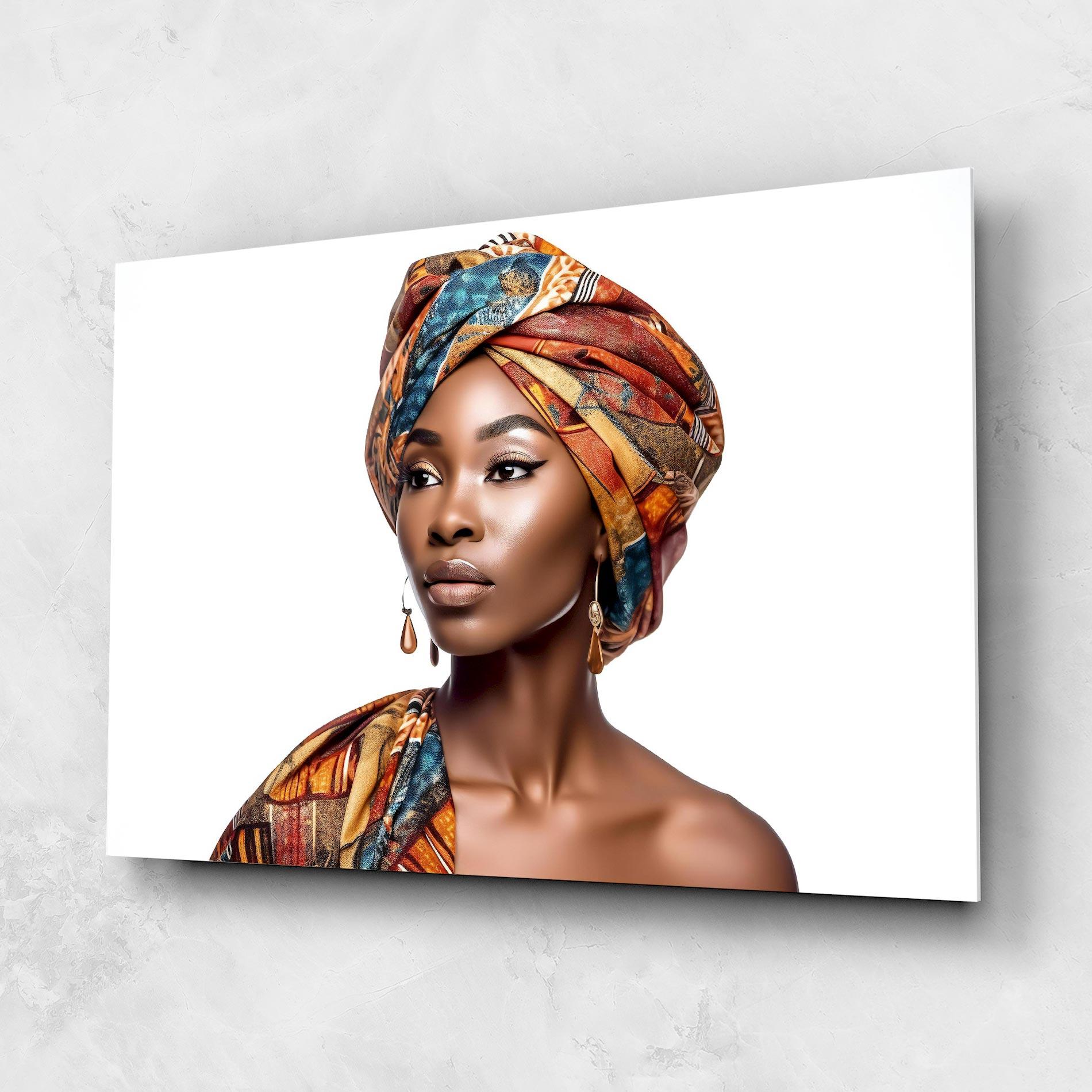 Glasbild African Woman Turban mockup 1