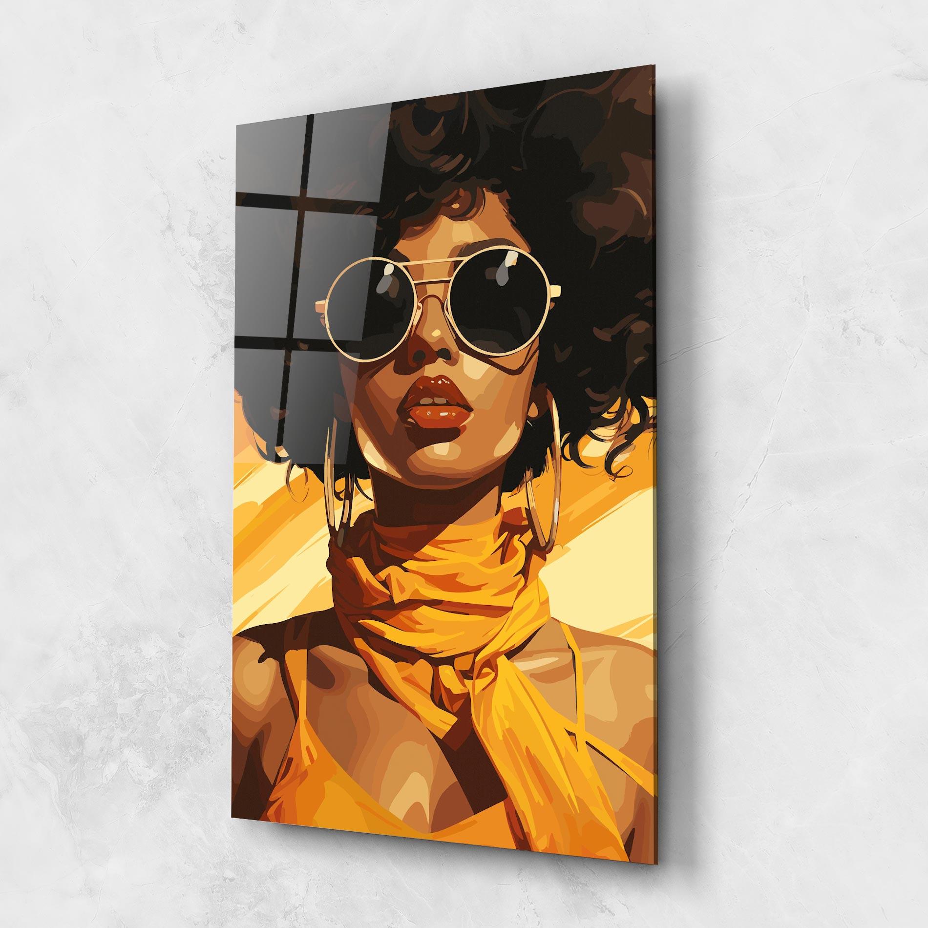 Glasbild African Yellow Woman mockup 1