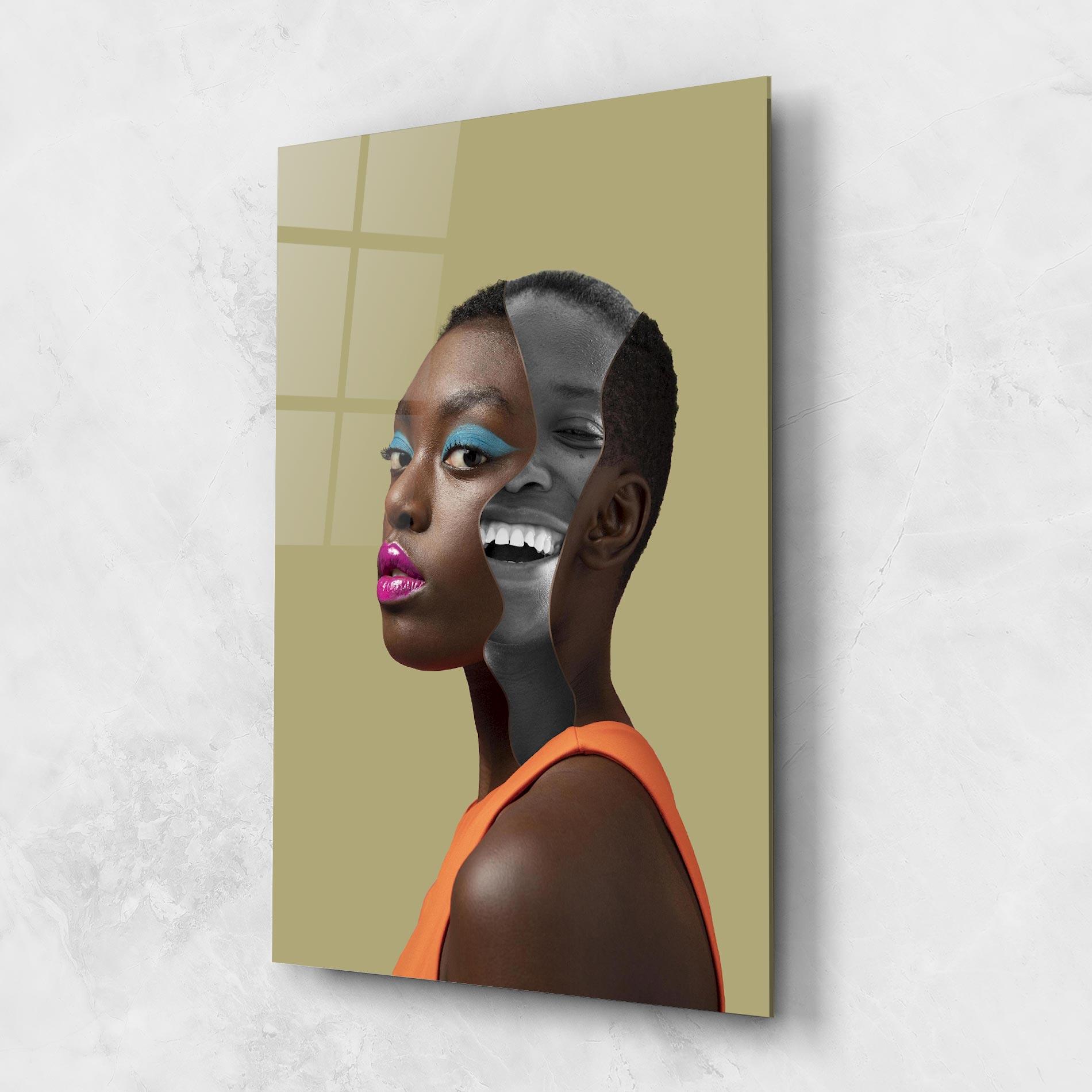 Glasbild American Woman Collage mockup 1