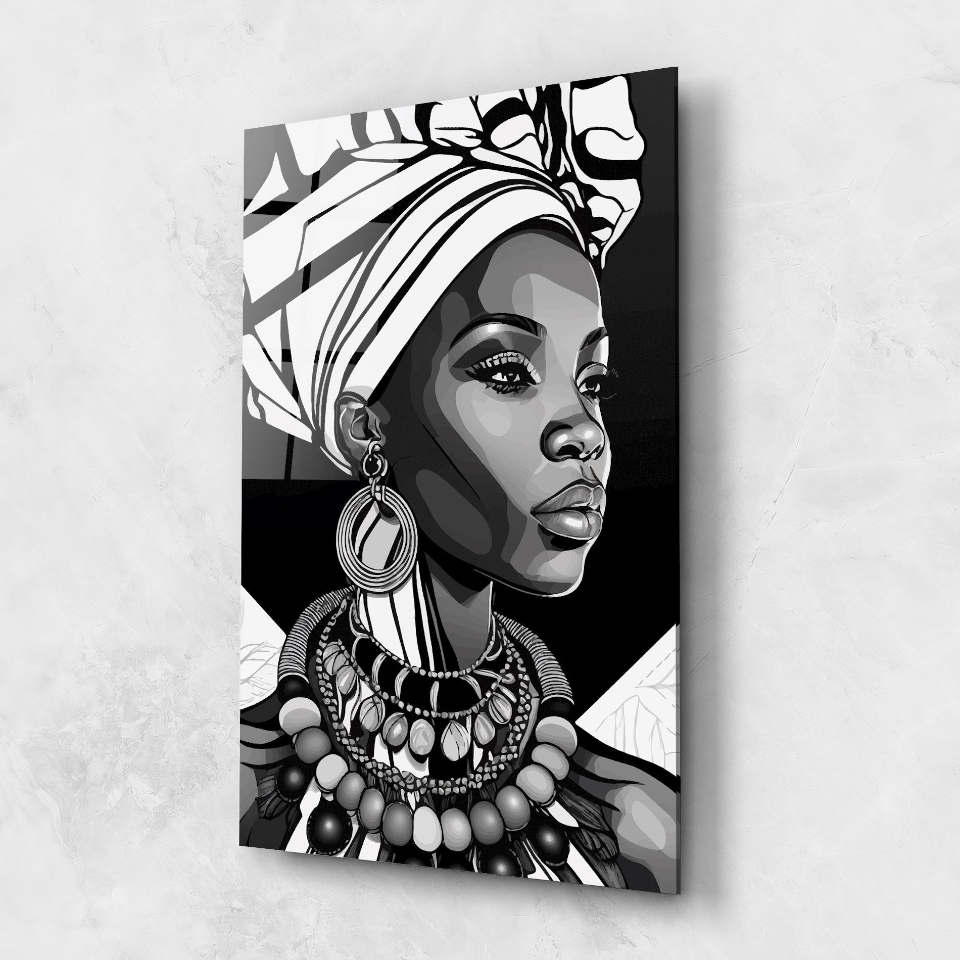 Glasbild Black White African mockup 1