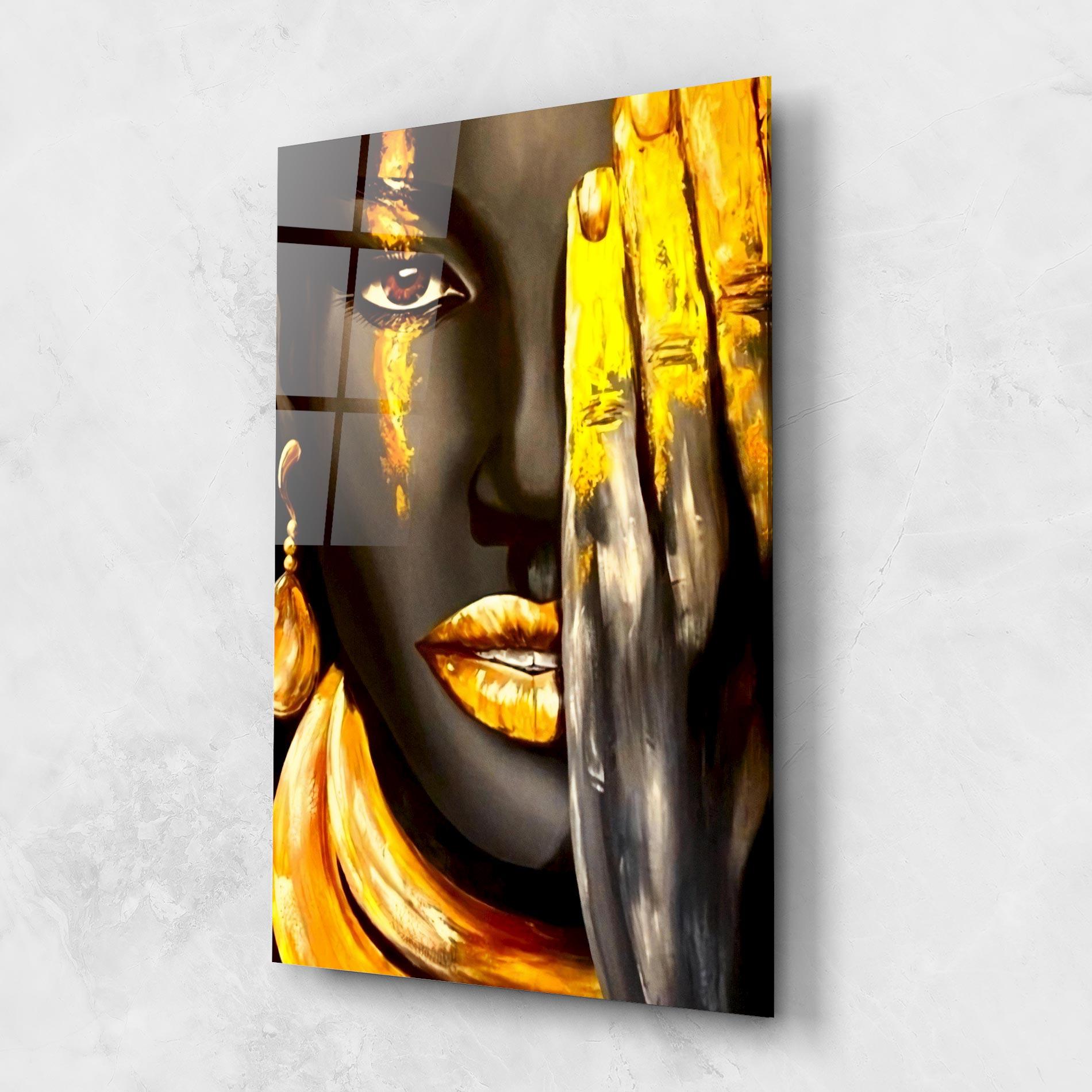 Glasbild Golden African Women mockup 1
