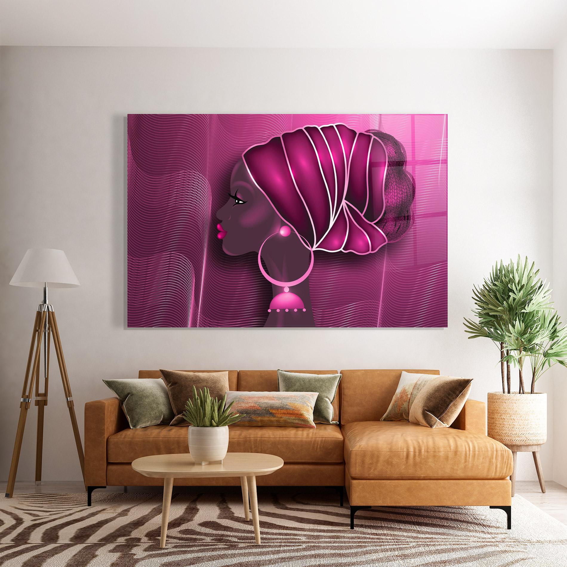 Glasbild African Pink Woman mockup 7