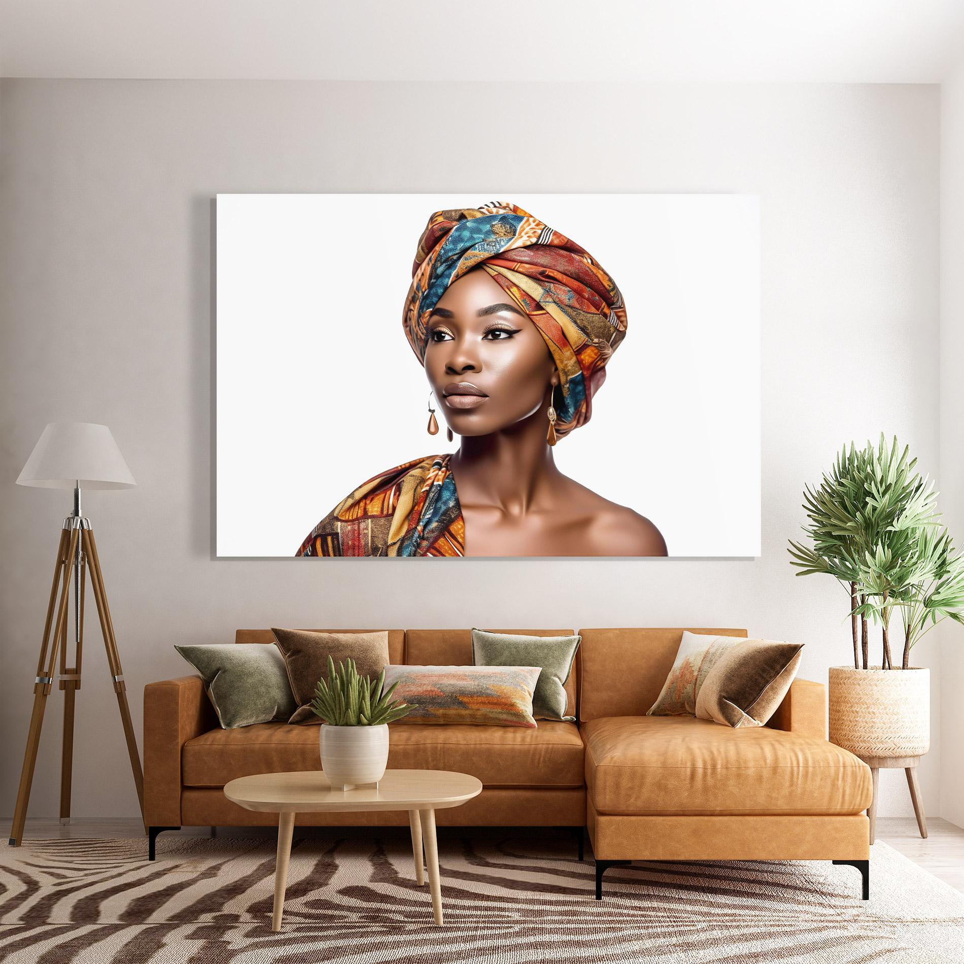 Glasbild African Woman Turban mockup 7