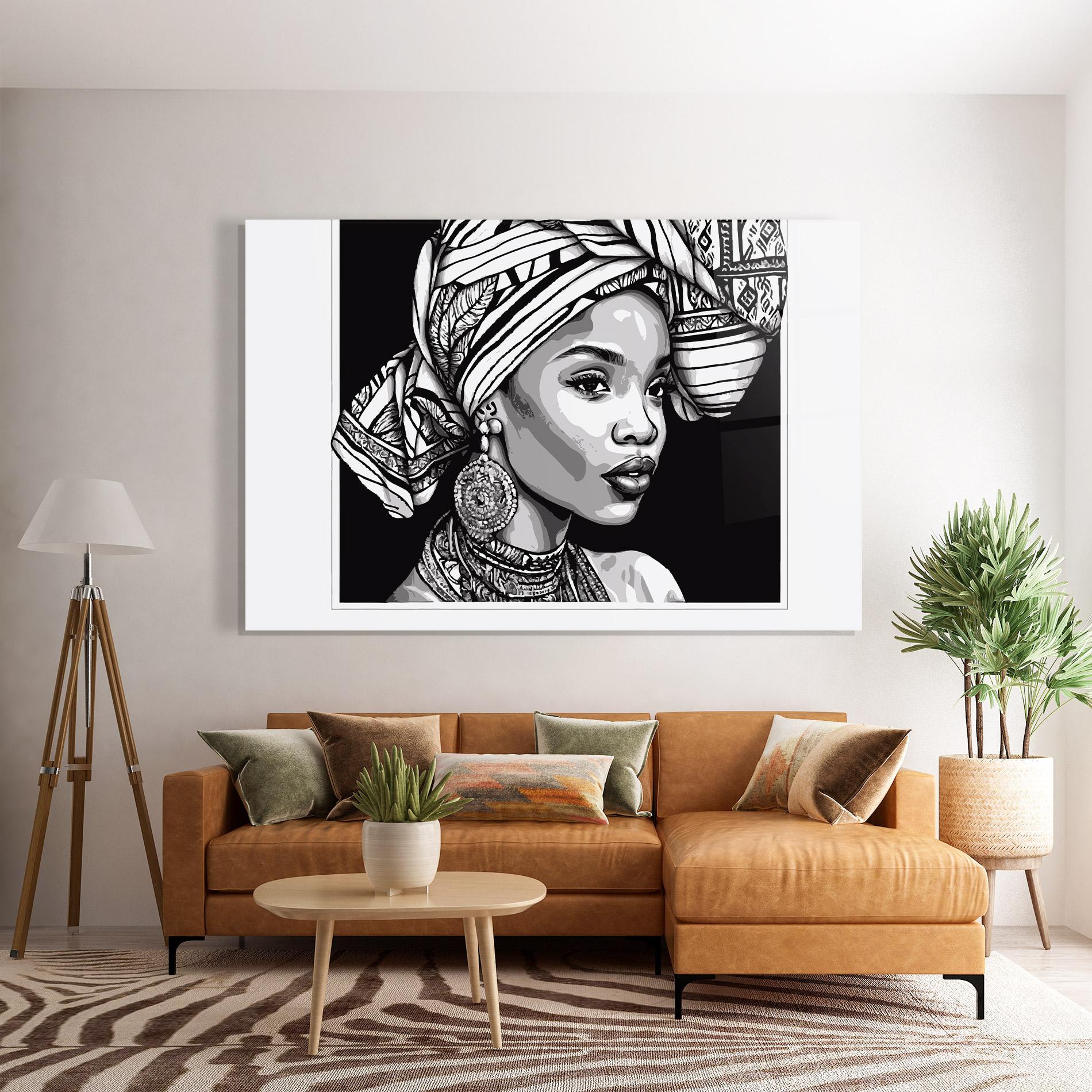 Glasbild Beautiful African Lady mockup 7