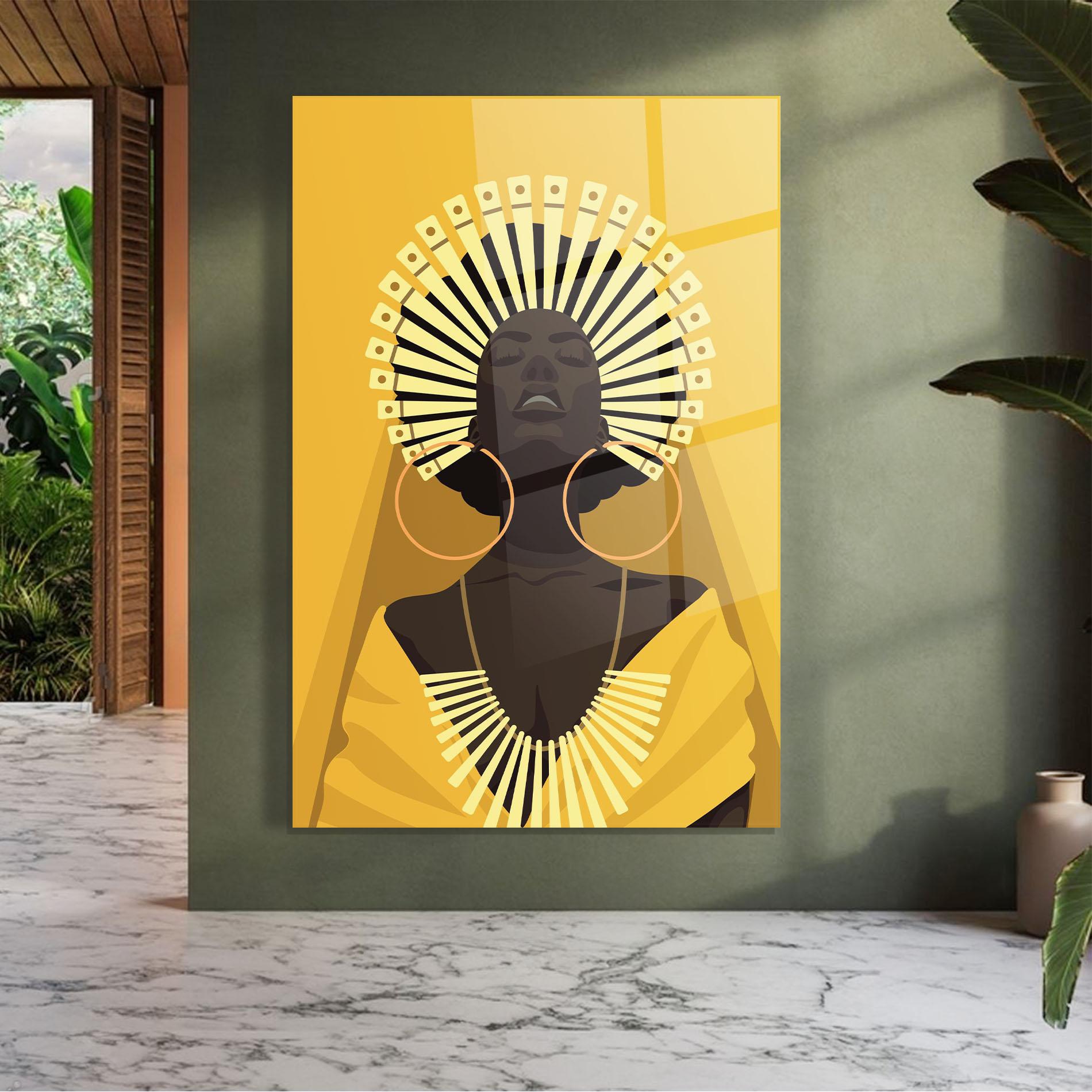 Glasbild African Pretty Yellow mockup 7