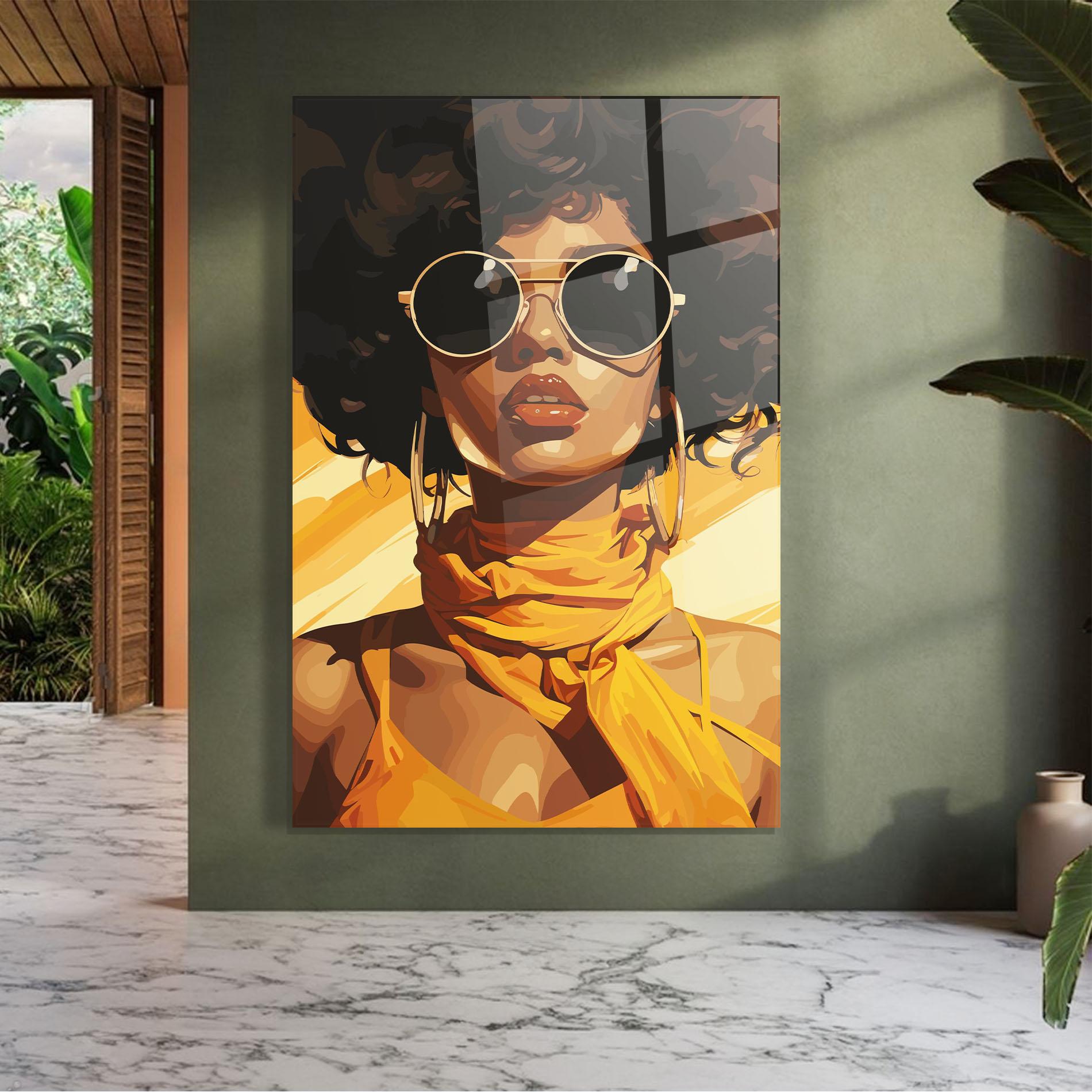 Glasbild African Yellow Woman mockup 7
