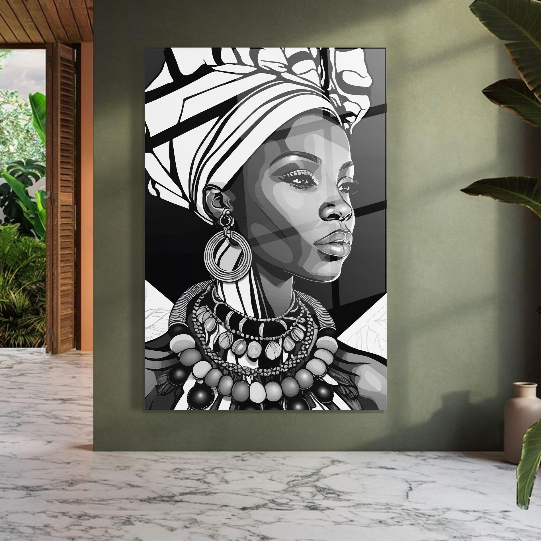 Glasbild Black White African mockup 7