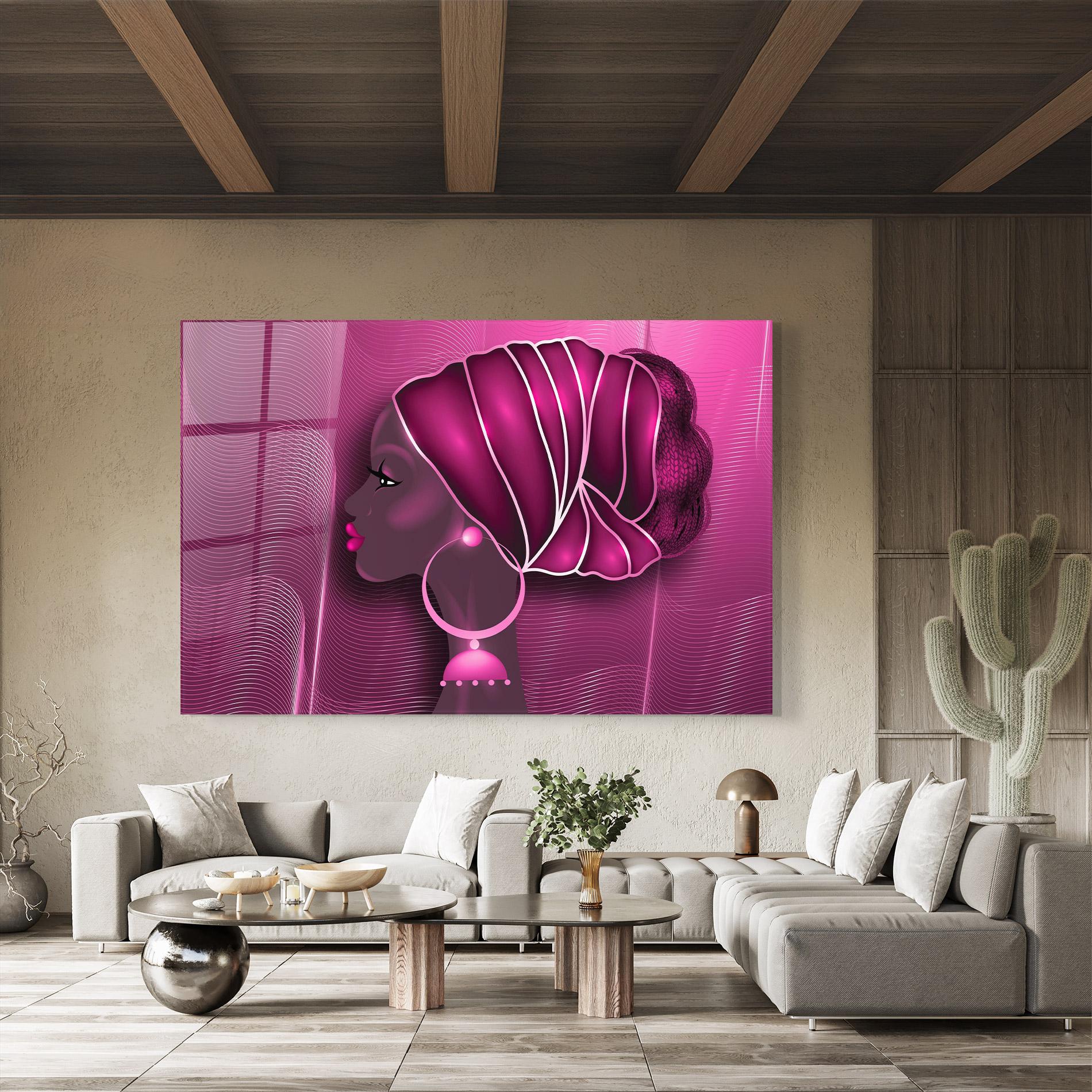 Glasbild African Pink Woman mockup 8