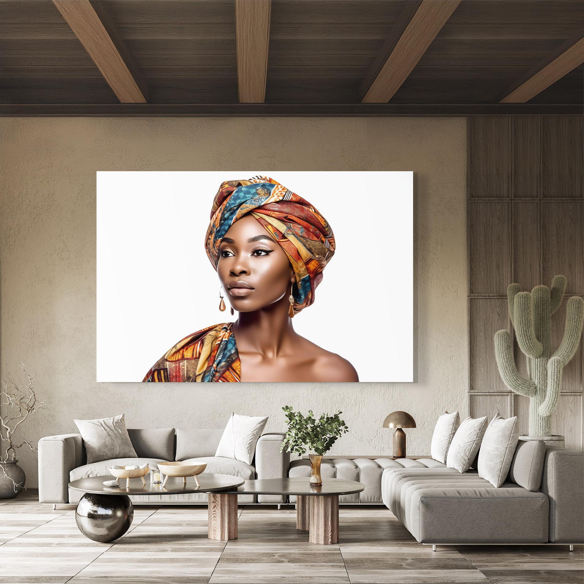 Glasbild African Woman Turban mockup 8