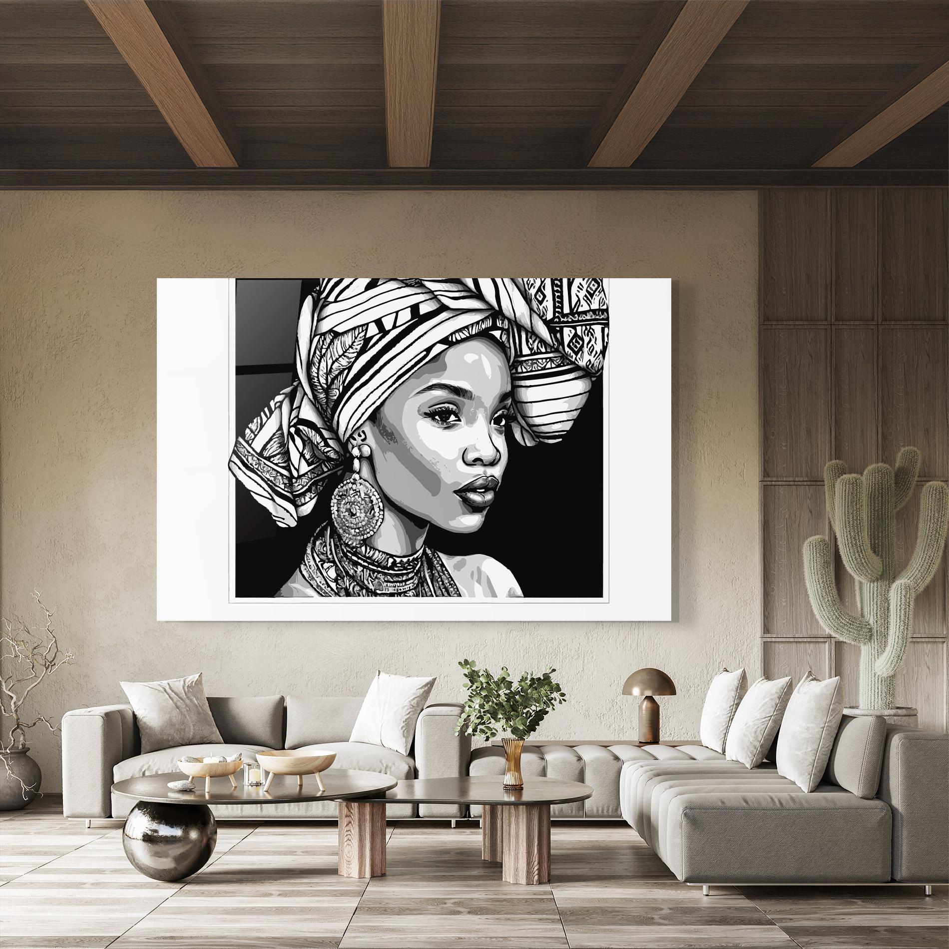 Glasbild Beautiful African Lady mockup 8